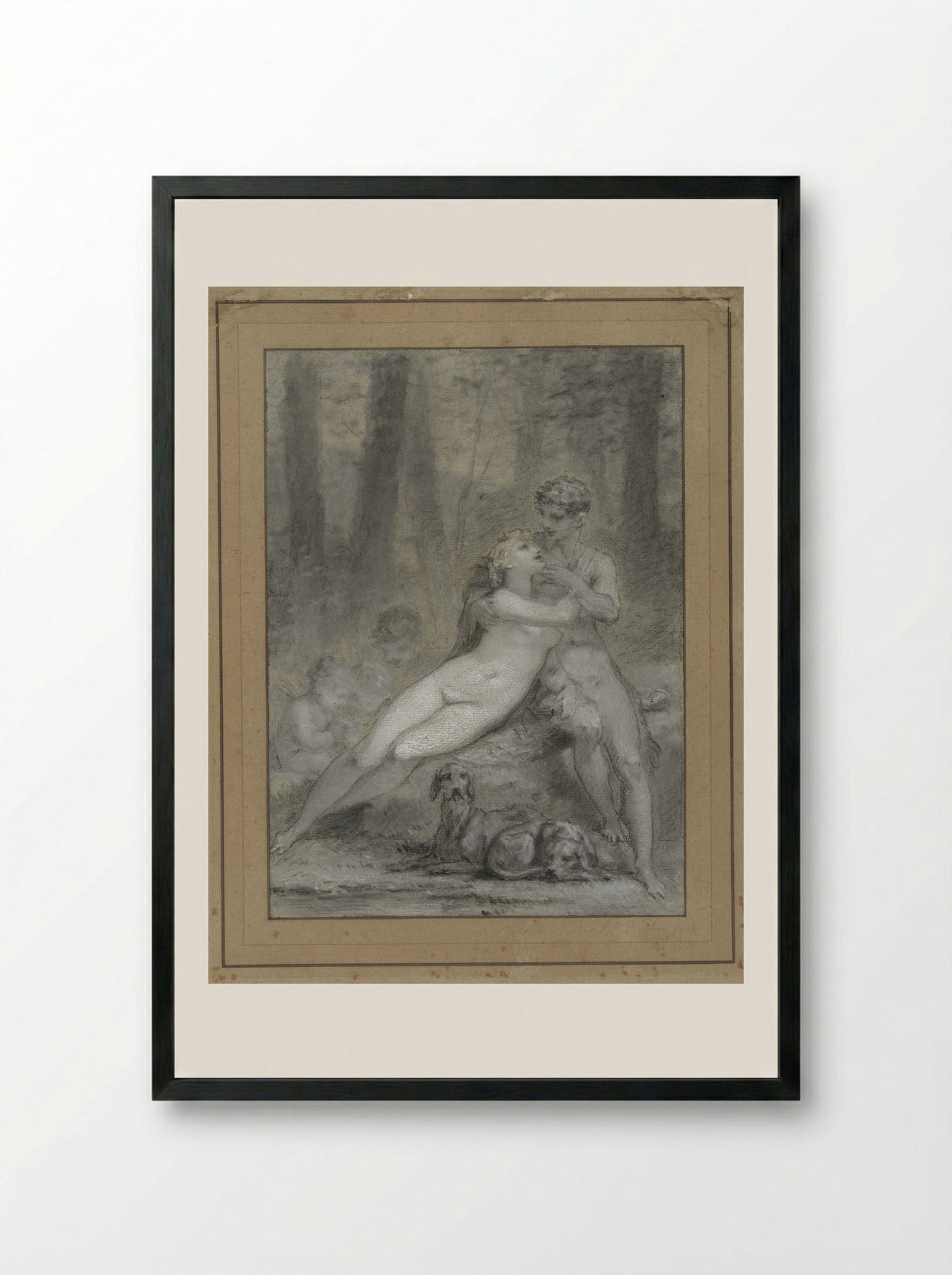 Venus and Adonis - Pierre-Paul Prud'hon - Framed Print Black