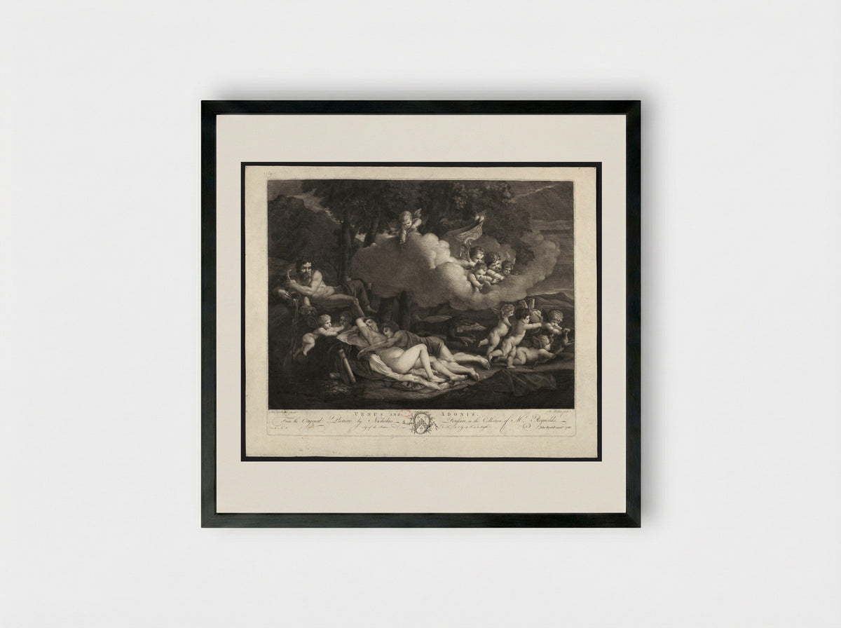 Venus and Adonis - Richard Earlom - Framed Print Black