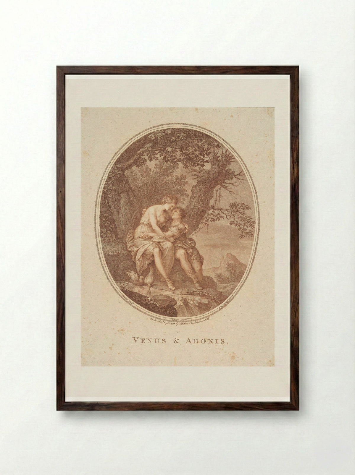 Venus and Adonis - Francesco Bartolozzi - Framed Print Dark Wood