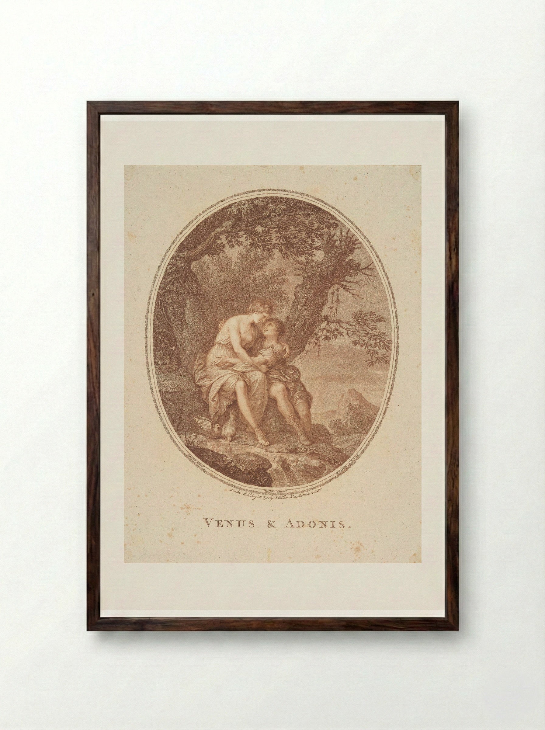 Venus and Adonis - Francesco Bartolozzi - Framed Print Dark Wood