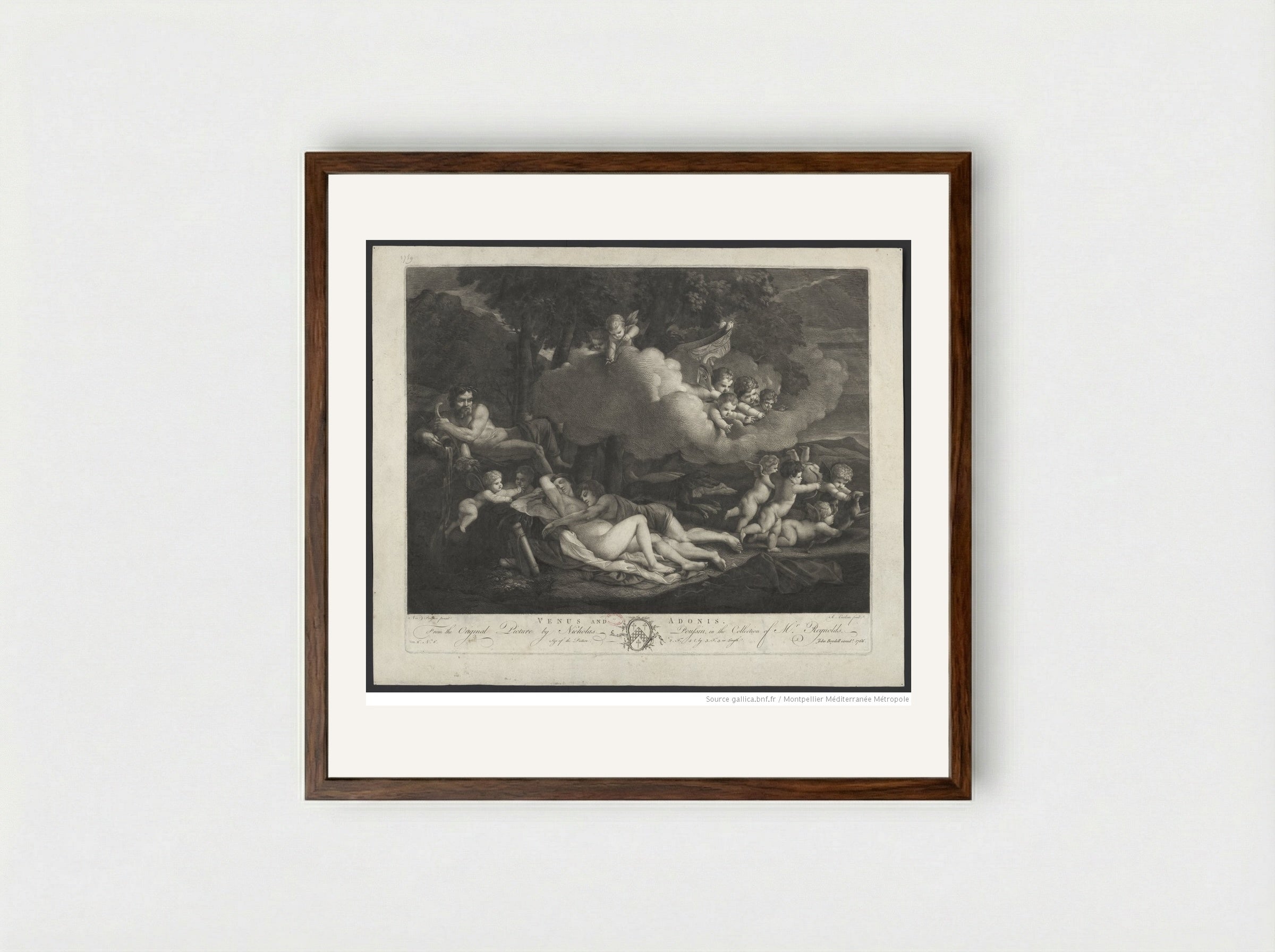 Venus and Adonis - Richard Earlom - Framed Print Dark Wood