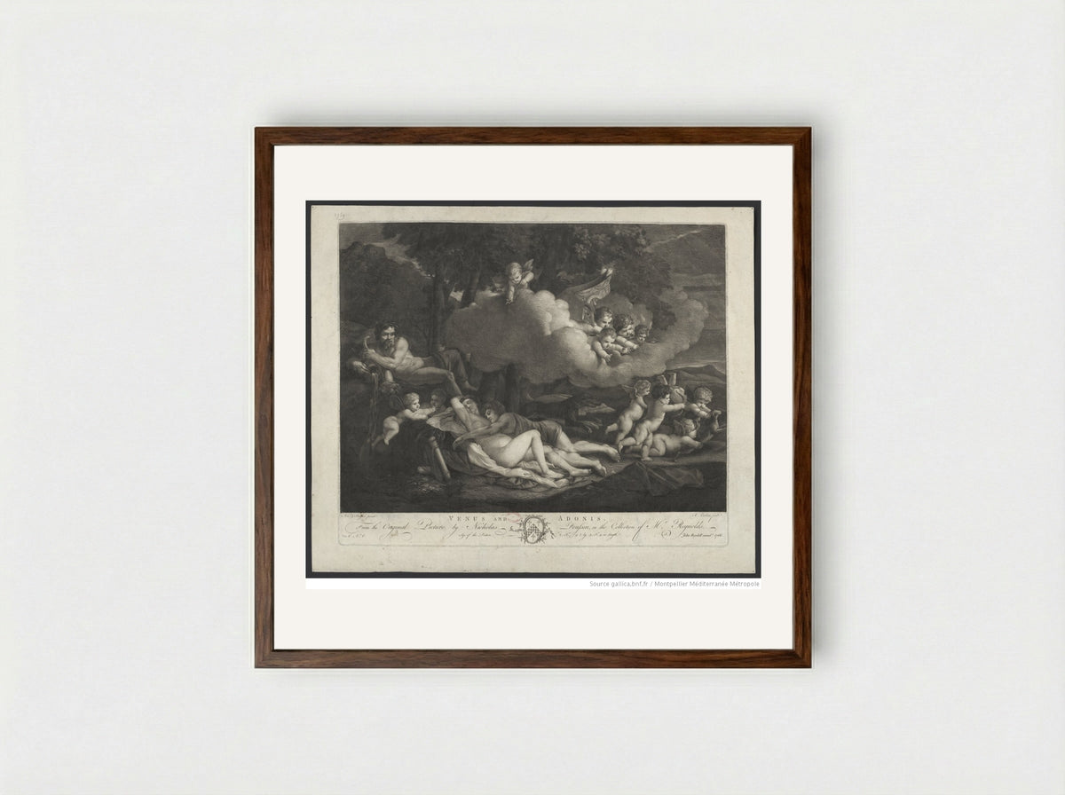 Venus and Adonis - Richard Earlom - Framed Print Dark Wood
