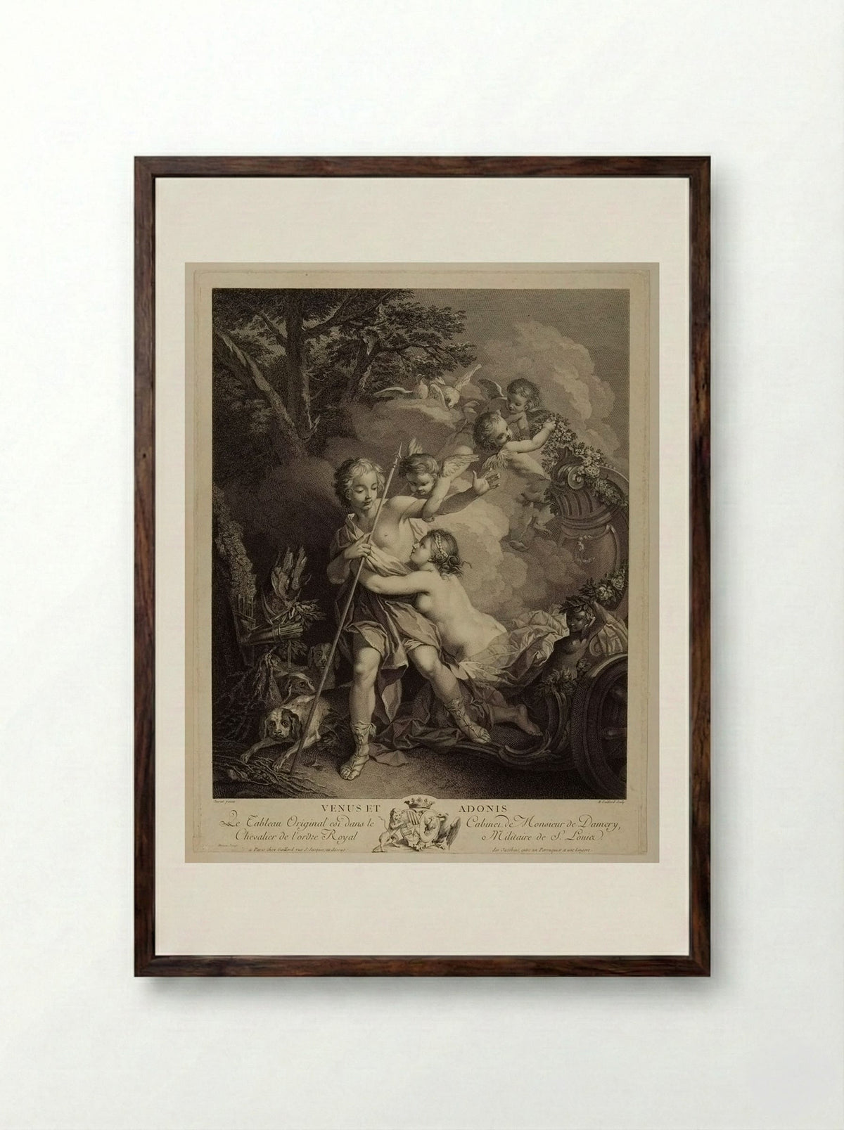 Venus and Adonis - René Gaillard - Framed Print Dark Wood