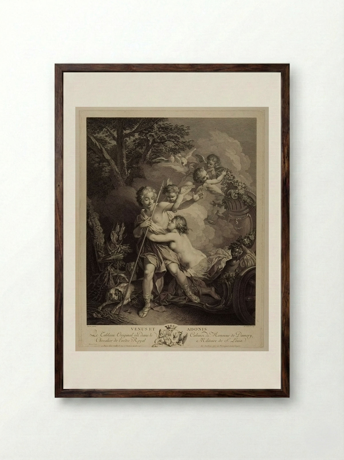 Venus and Adonis - René Gaillard - Framed Print Dark Wood