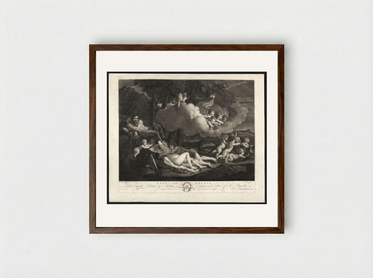 Venus and Adonis - Richard Earlom - Framed Print Dark Wood