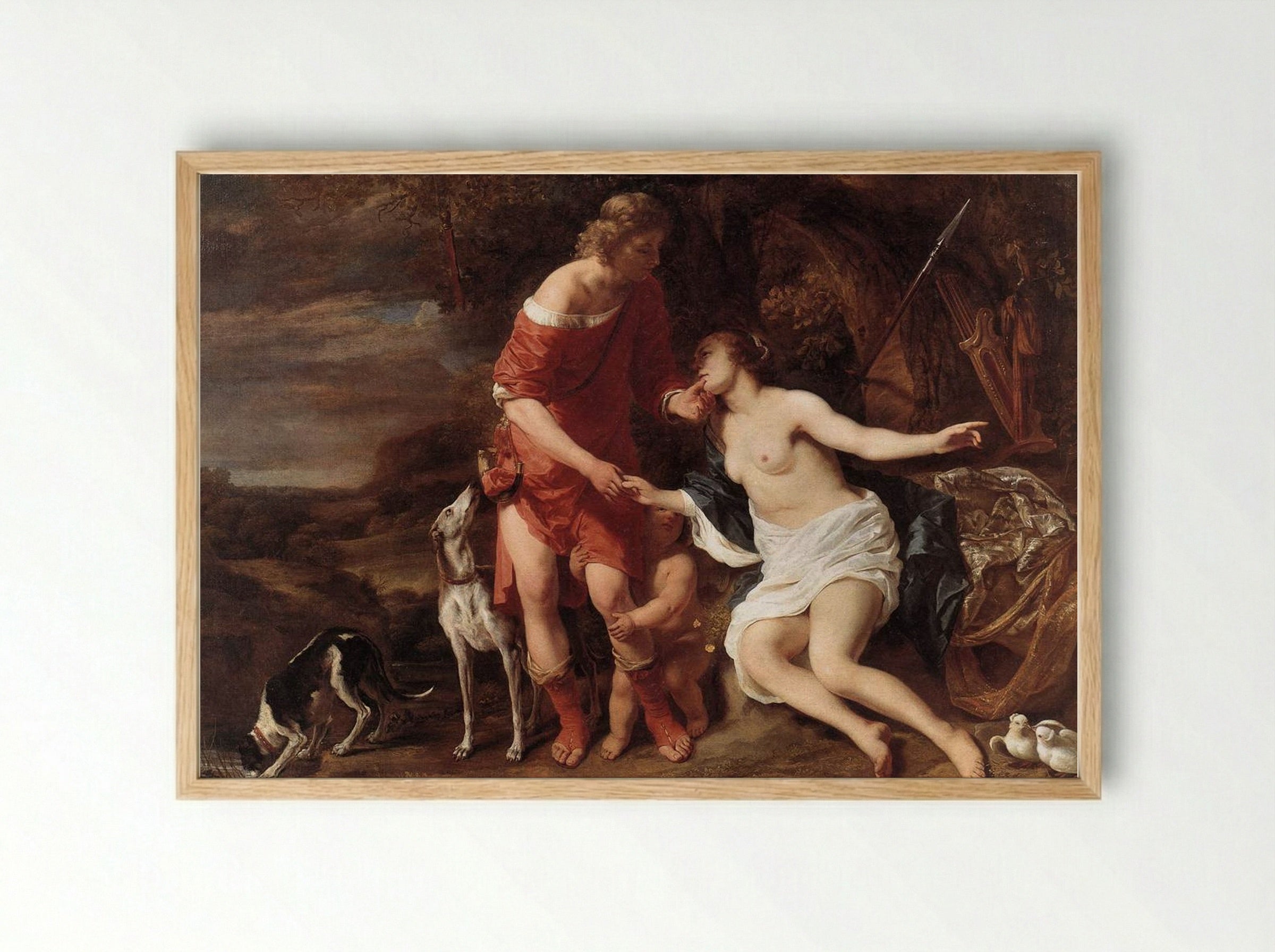 Venus and Adonis - Ferdinand Bol - Framed Print Wood