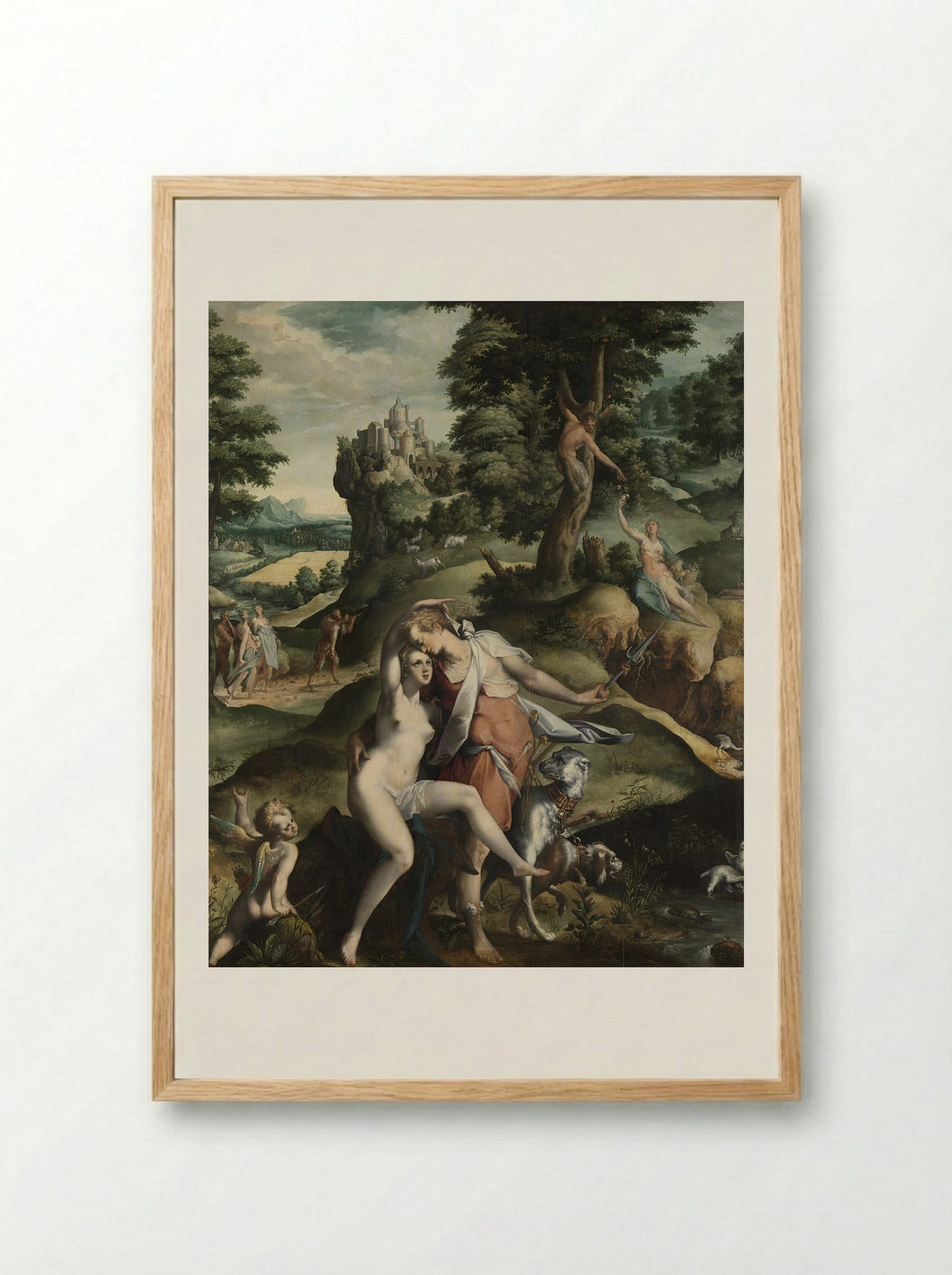 Venus and Adonis - Bartholomeus Spranger - Framed Print Wood