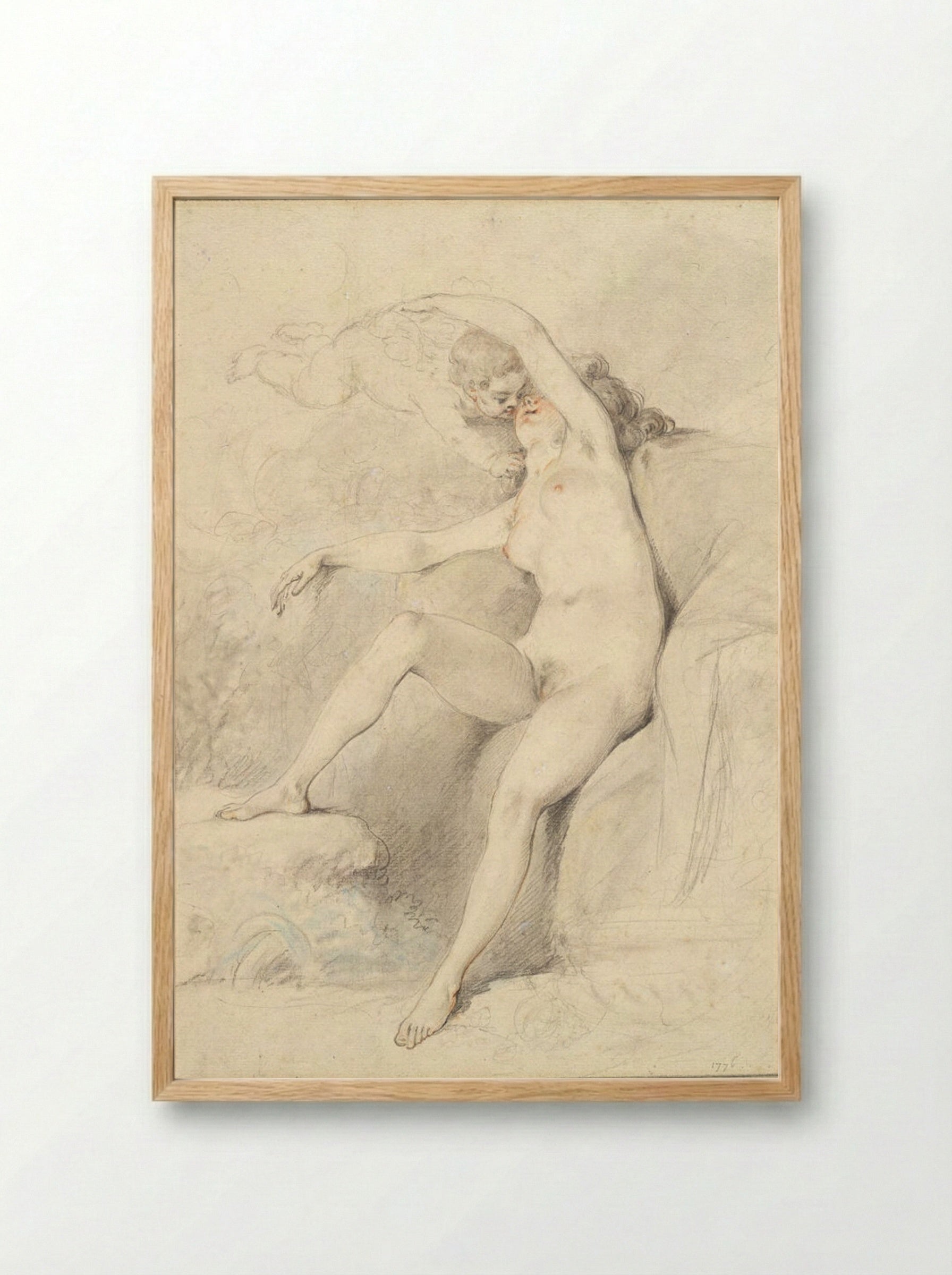 Venus and Amour - Augustin de Saint-Aubin - Framed Print Wood