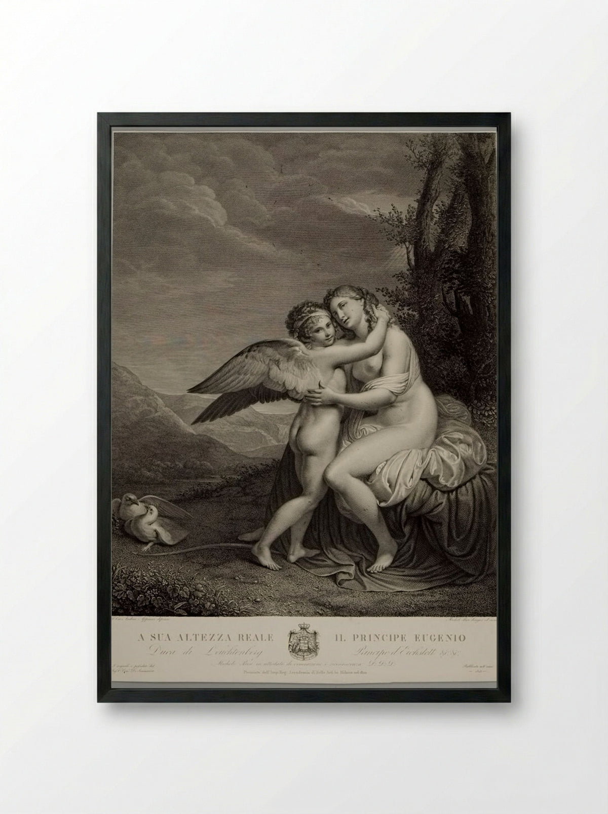 Venus and Cupid - Michele Bisi - Framed Print Black
