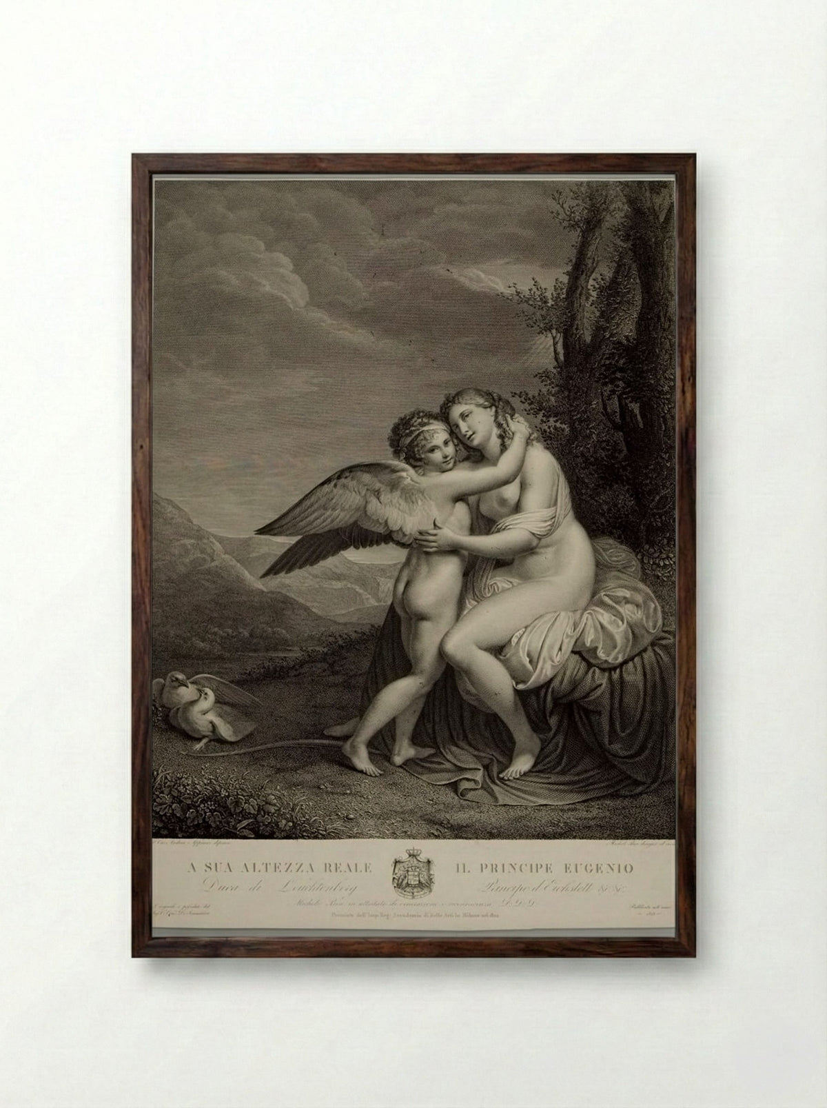 Venus and Cupid - Michele Bisi - Framed Print Dark Wood