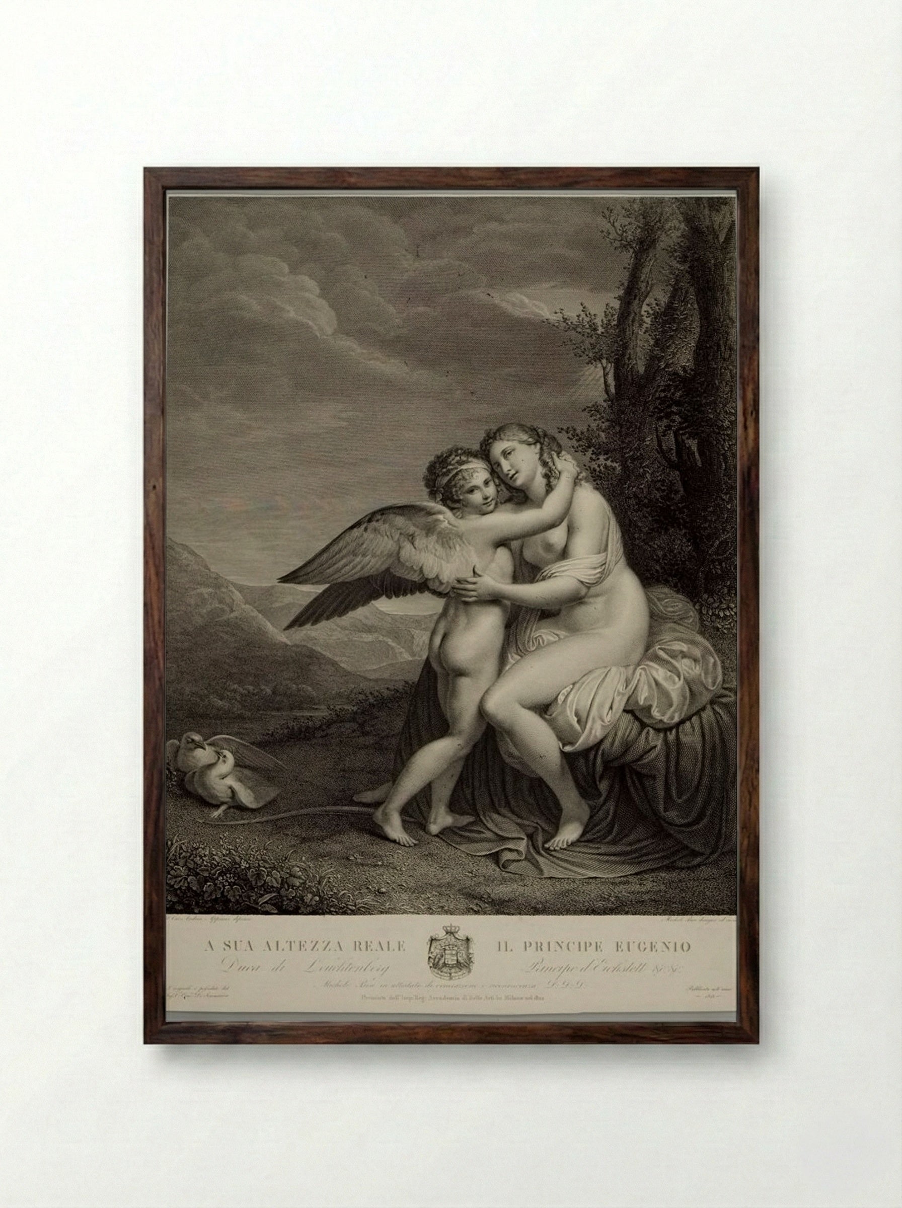 Venus and Cupid - Michele Bisi - Framed Print Dark Wood