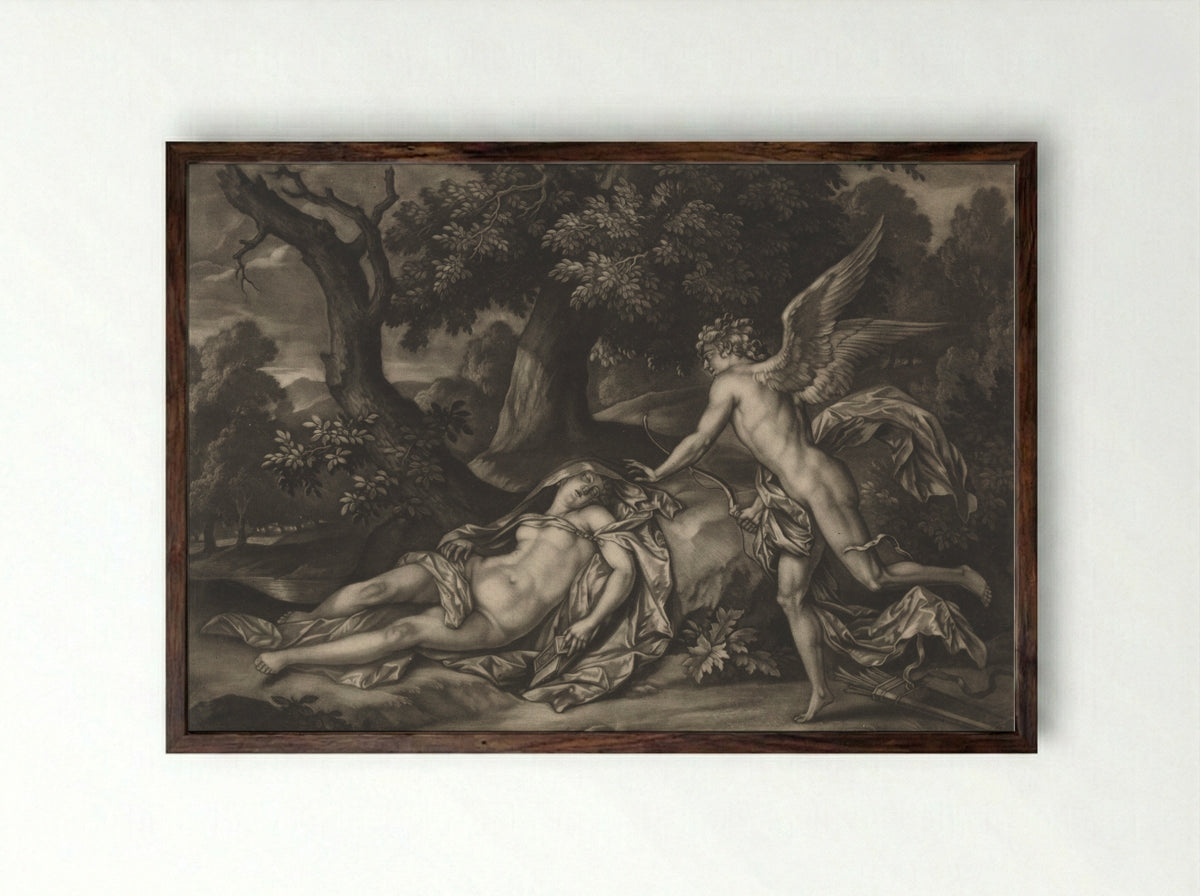 Venus and Cupid - Bernard Lens II - Framed Print Dark Wood