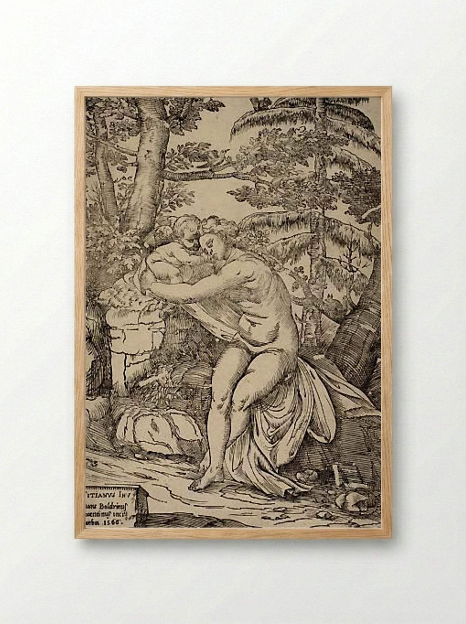 Venus and Cupid - Nicolò Boldrini - Framed Print Wood