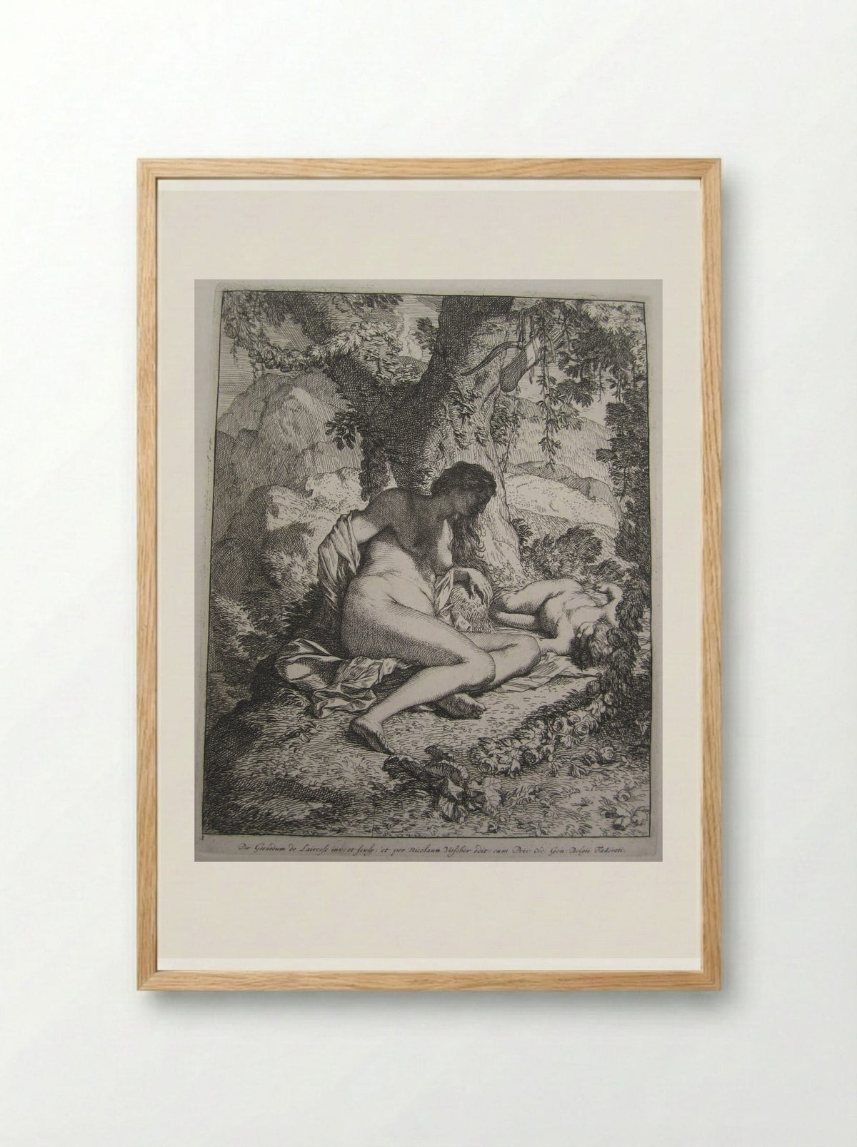 Venus and the Sleeping Cupid - Gérard de Lairesse - Framed Print Wood