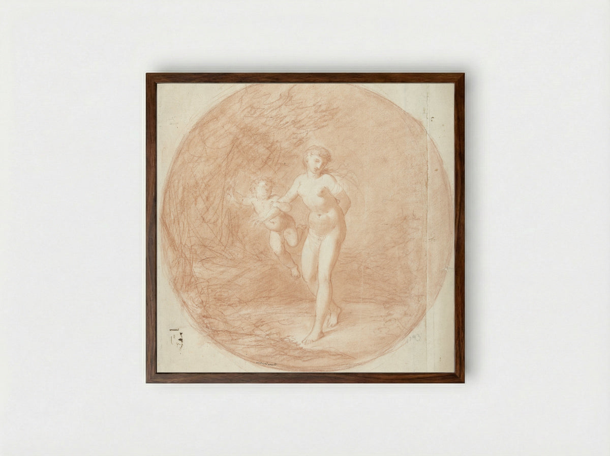 Venus en Amor - Mouricault - Framed Print Dark Wood