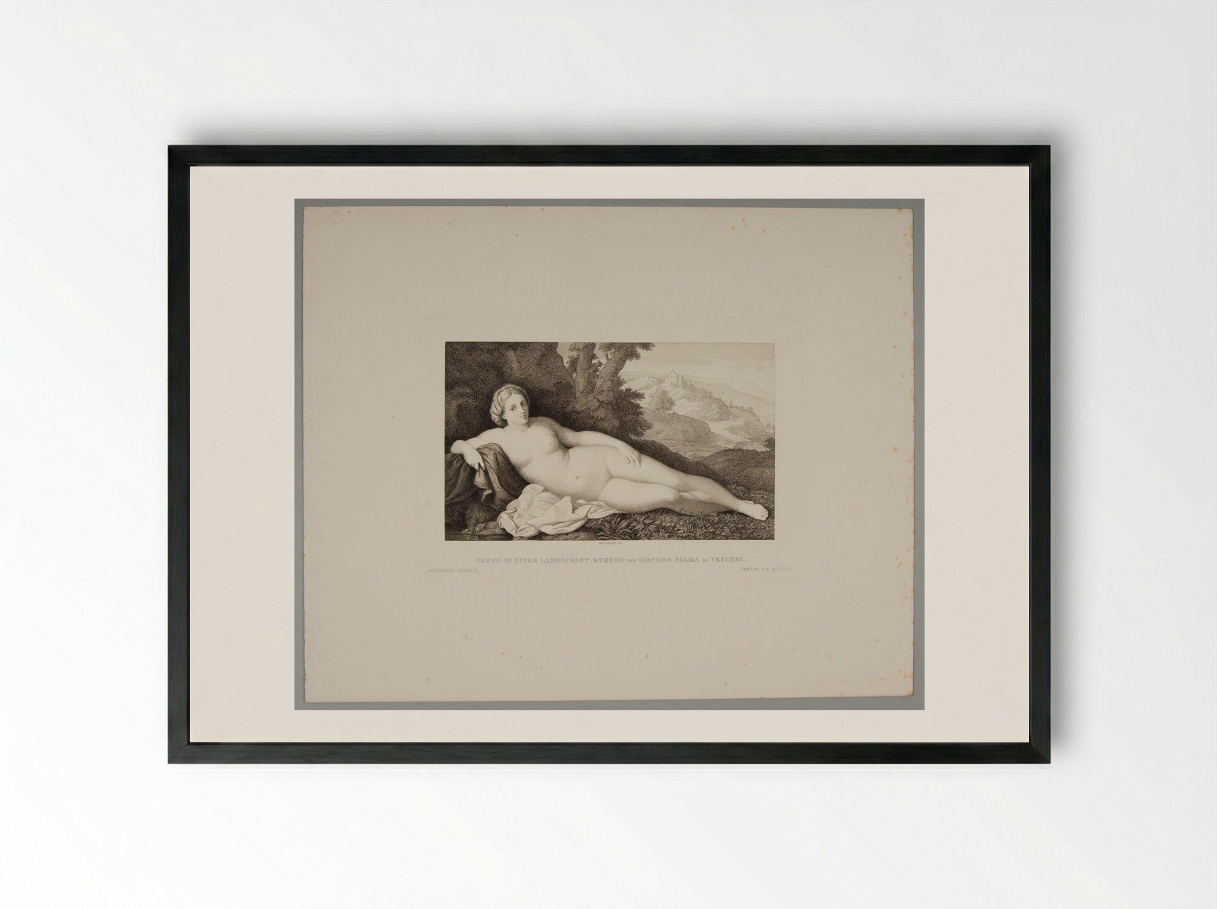 Venus in a Dormant Landscape - Carl Hermann Theodor Langer - Framed Print Black