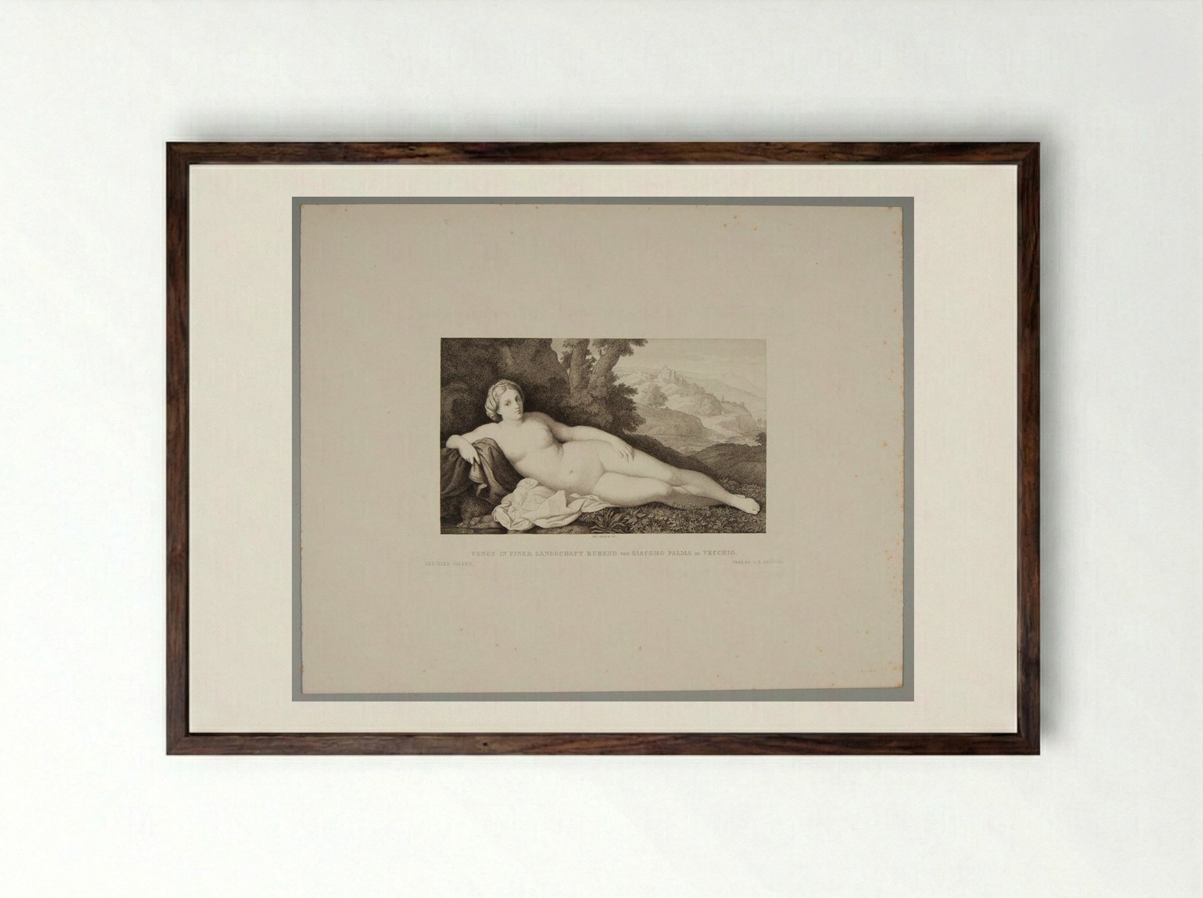 Venus in a Dormant Landscape - Carl Hermann Theodor Langer - Framed Print Dark Wood