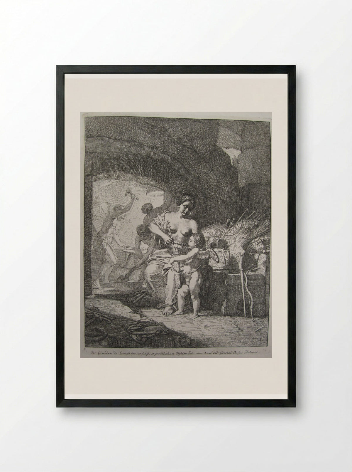 Venus replenishing Cupid's quiver with arrows - Gérard de Lairesse - Framed Print Black