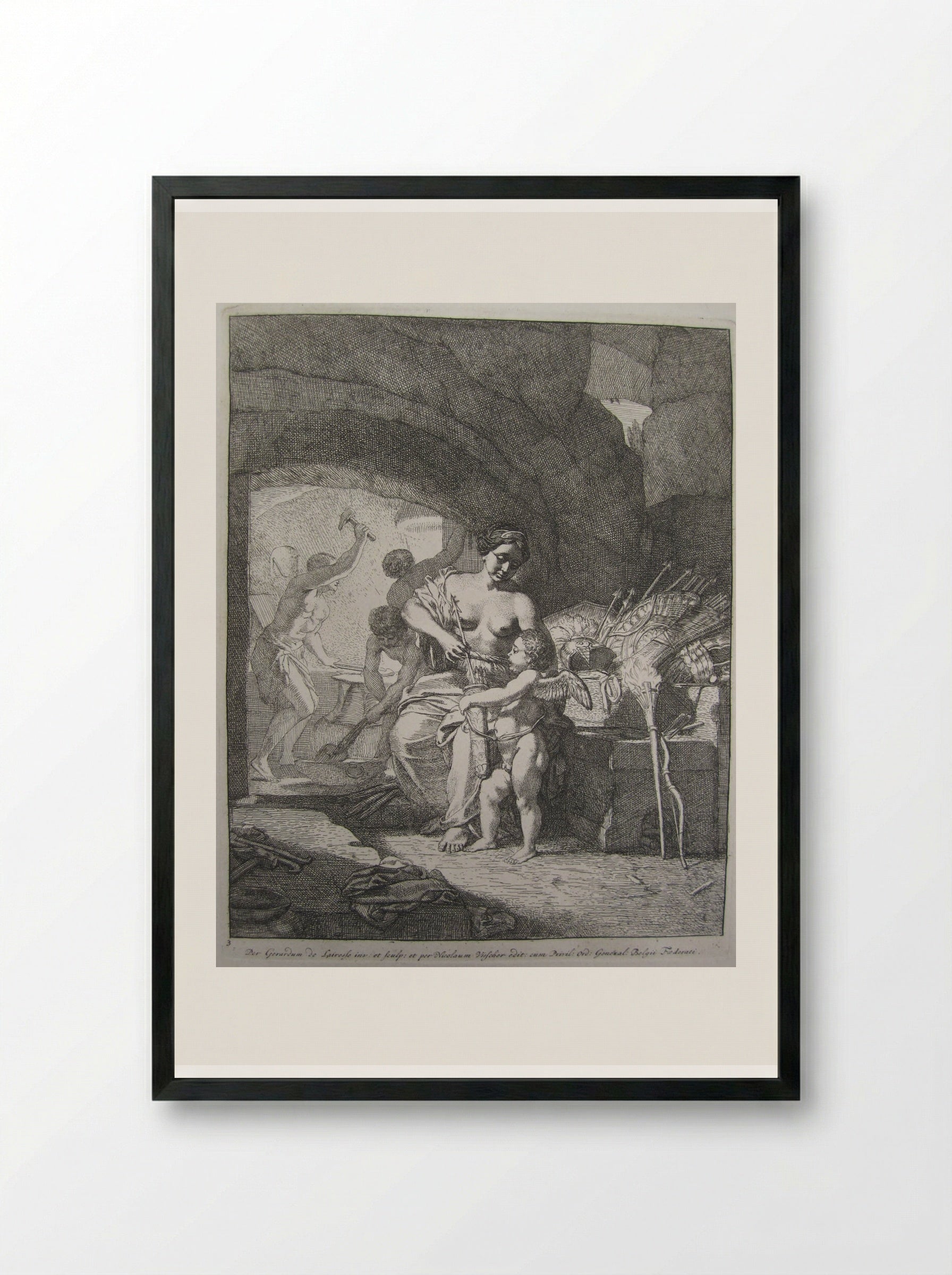 Venus replenishing Cupid's quiver with arrows - Gérard de Lairesse - Framed Print Black