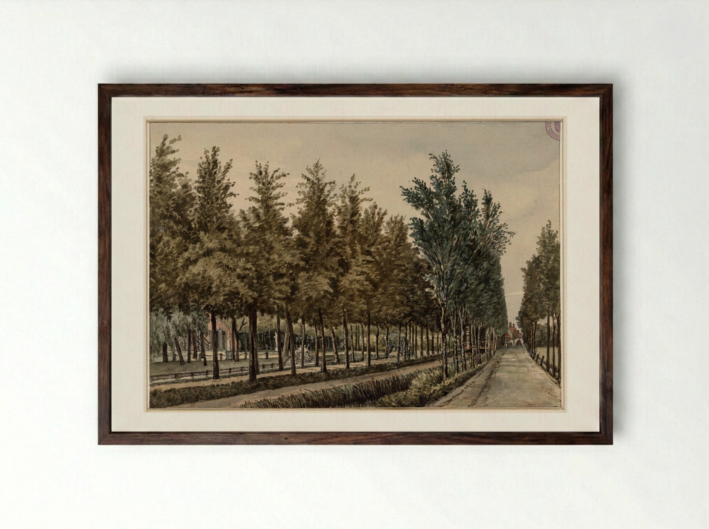 Verbranden der douanehuisjes bij de Nieuwebrug te Amsterdam - Gerrit Lamberts - Framed Print Dark Wood