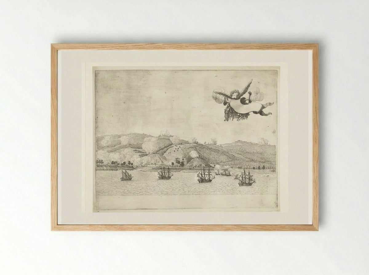 Verbranden van de suikermolens aan de Allerheiligenbaai bij Salvador - Salomon Savery - Framed Print Wood