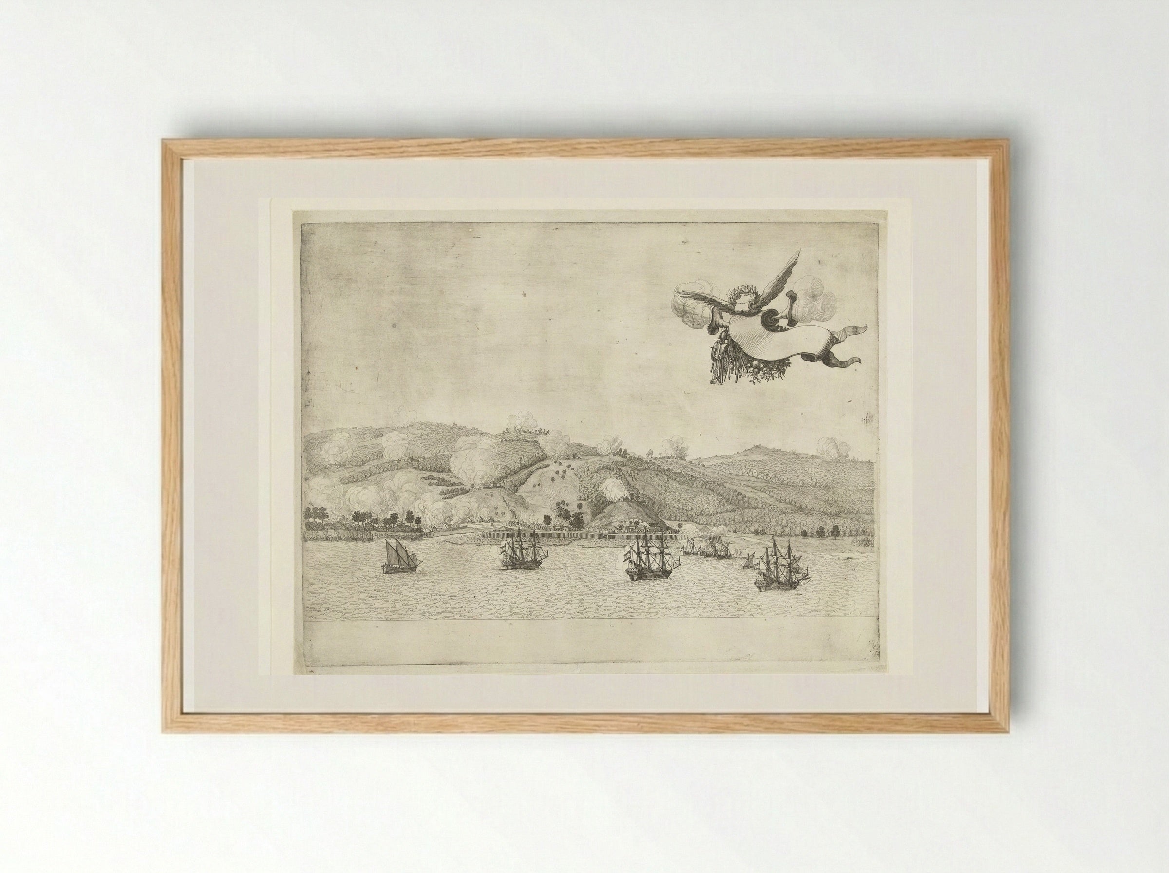 Verbranden van de suikermolens aan de Allerheiligenbaai bij Salvador - Salomon Savery - Framed Print Wood