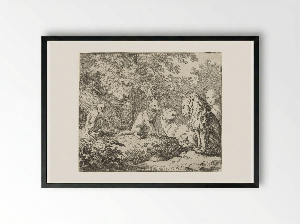 Verdere leugens van Reinaert de vos - Allaert van Everdingen - Framed Print Black