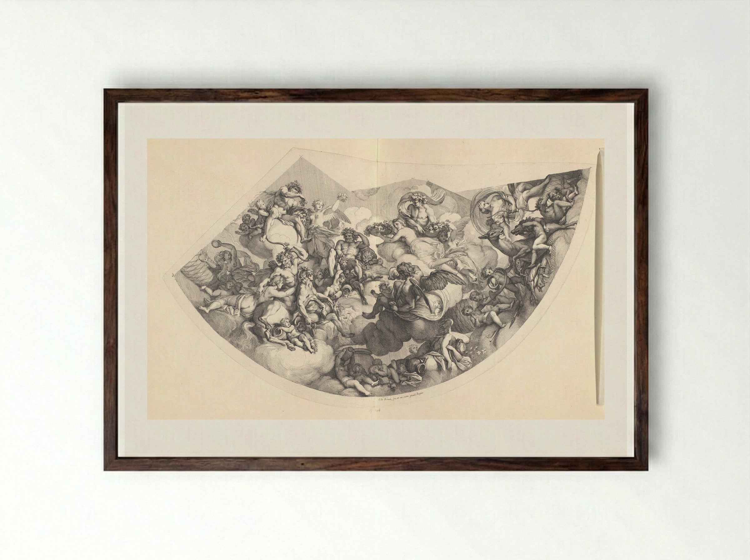 Vergadering van goden - Gérard Audran - Framed Print Dark Wood