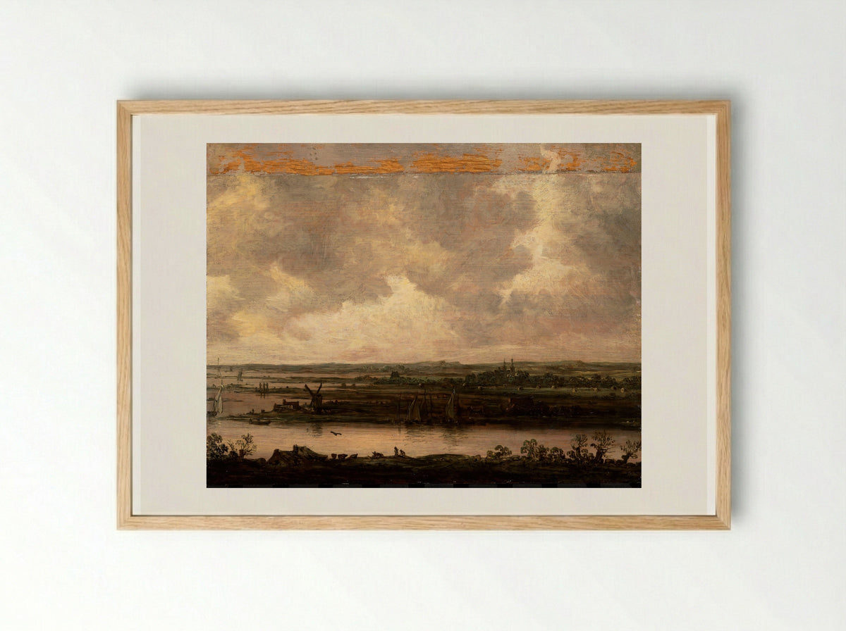 Vergezicht op het Spaarne en het Haarlemmermeer - Jan van Goyen - Framed Print Wood