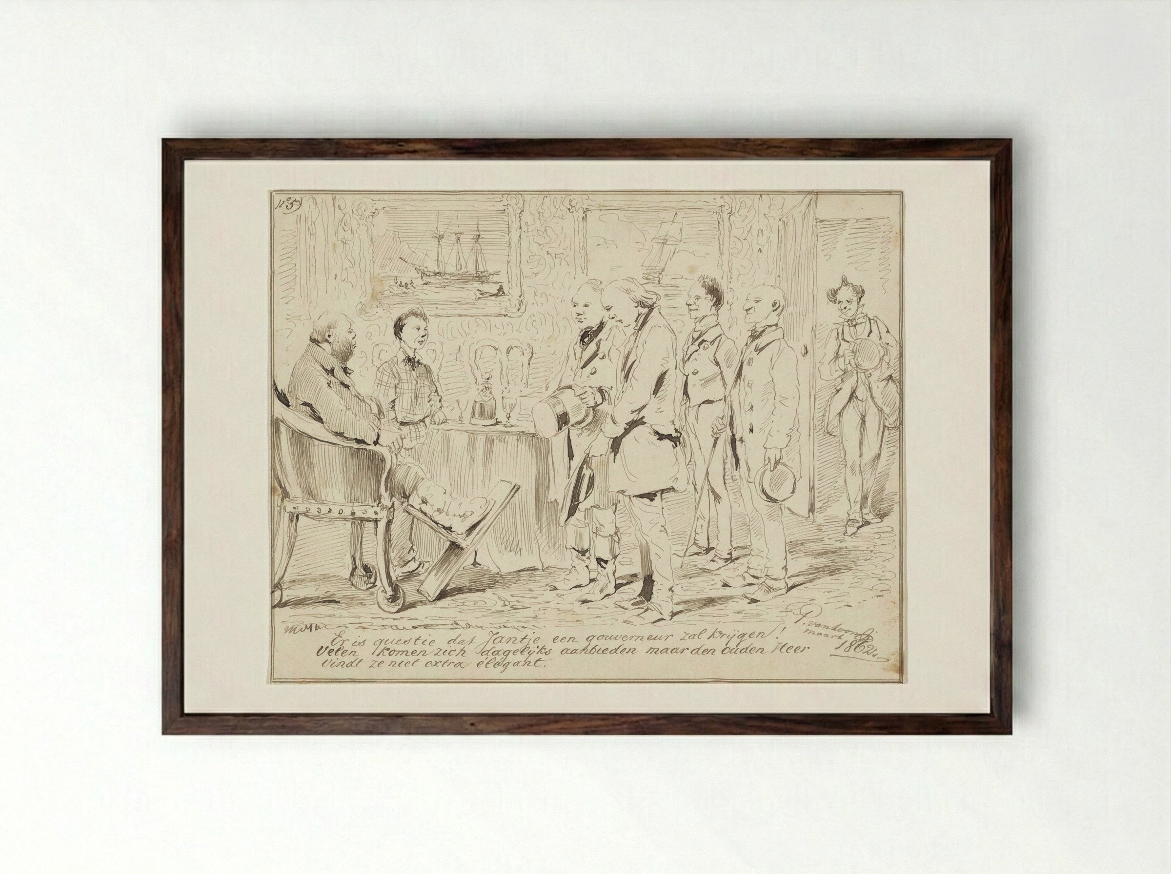 Verhaal van de jongen Jantje, nr. 5 - Pieter van Loon - Framed Print Dark Wood