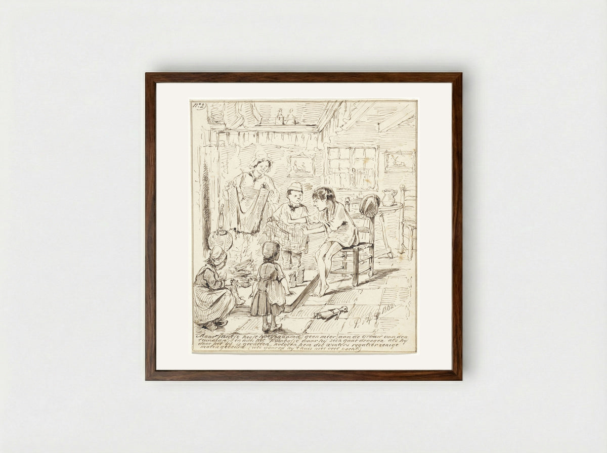 Verhaal van de jongen Jantje, nr. 2 - Pieter van Loon - Framed Print Dark Wood