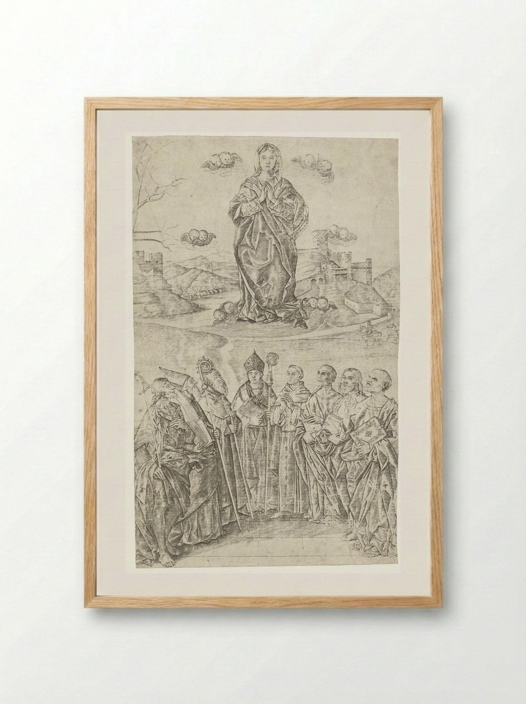 Verheerlijking van Maria met acht heiligen - Girolamo Mocetto - Framed Print Wood