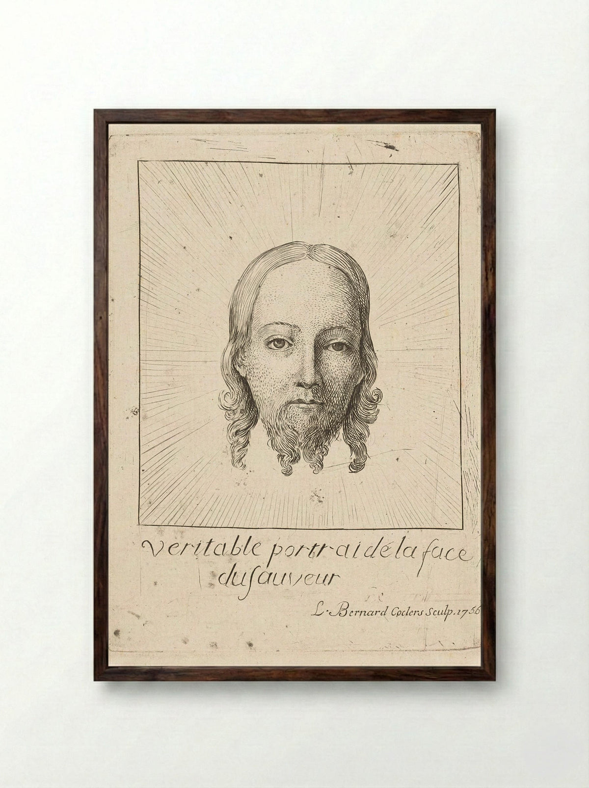 Veritable portrait de la face du sauveur - Louis Bernard Coclers - Framed Print Dark Wood