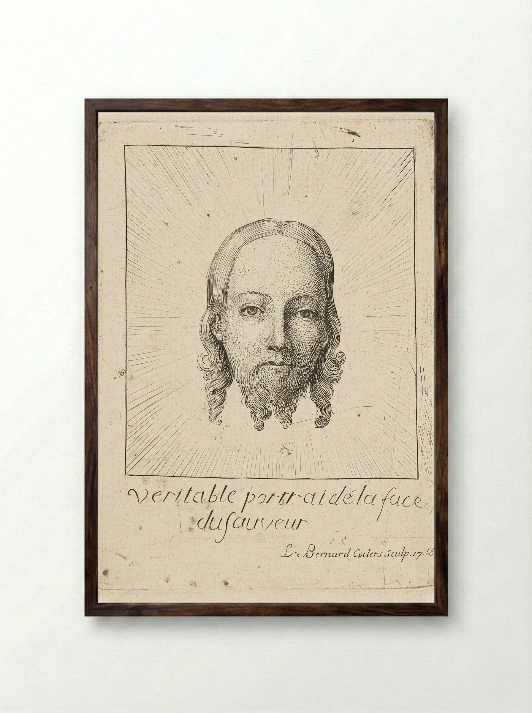 Veritable portrait de la face du sauveur - Louis Bernard Coclers - Framed Print Dark Wood