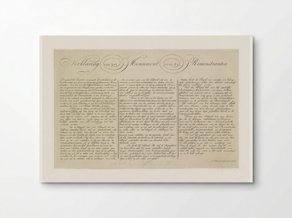 Verklaring bij de prent Monument voor de Remonstranten - Johannes Jelgerhuis - Poster