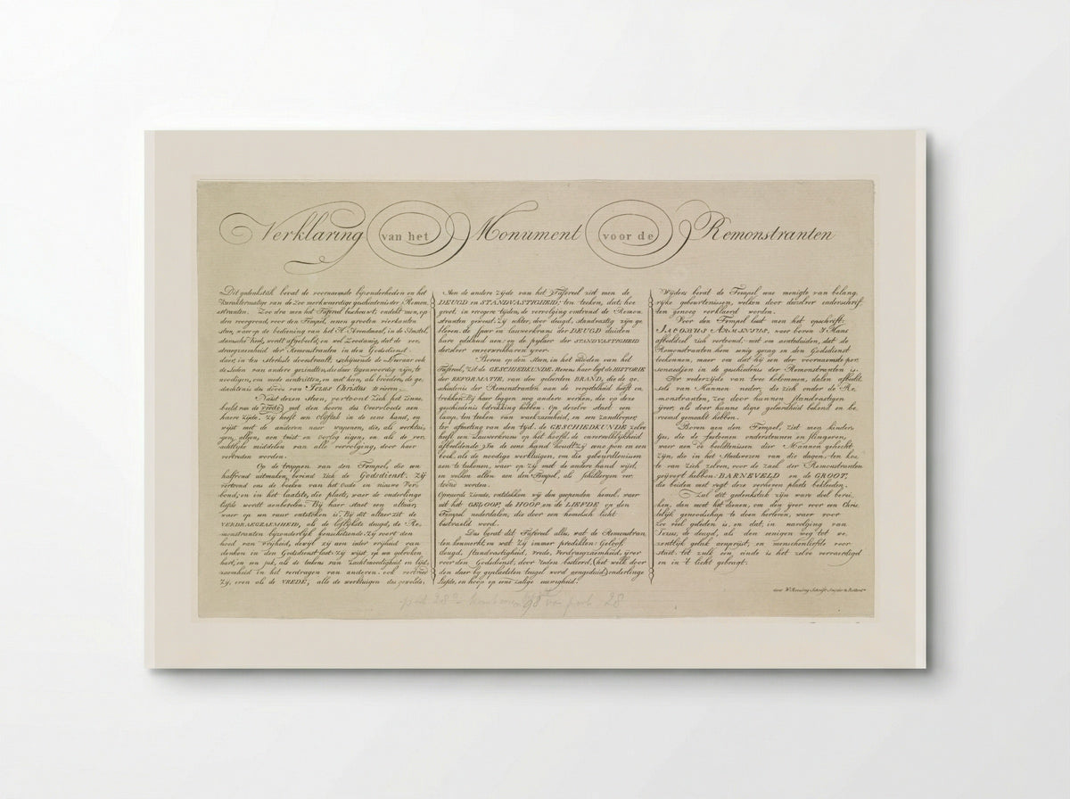 Verklaring bij de prent Monument voor de Remonstranten - Johannes Jelgerhuis - Poster