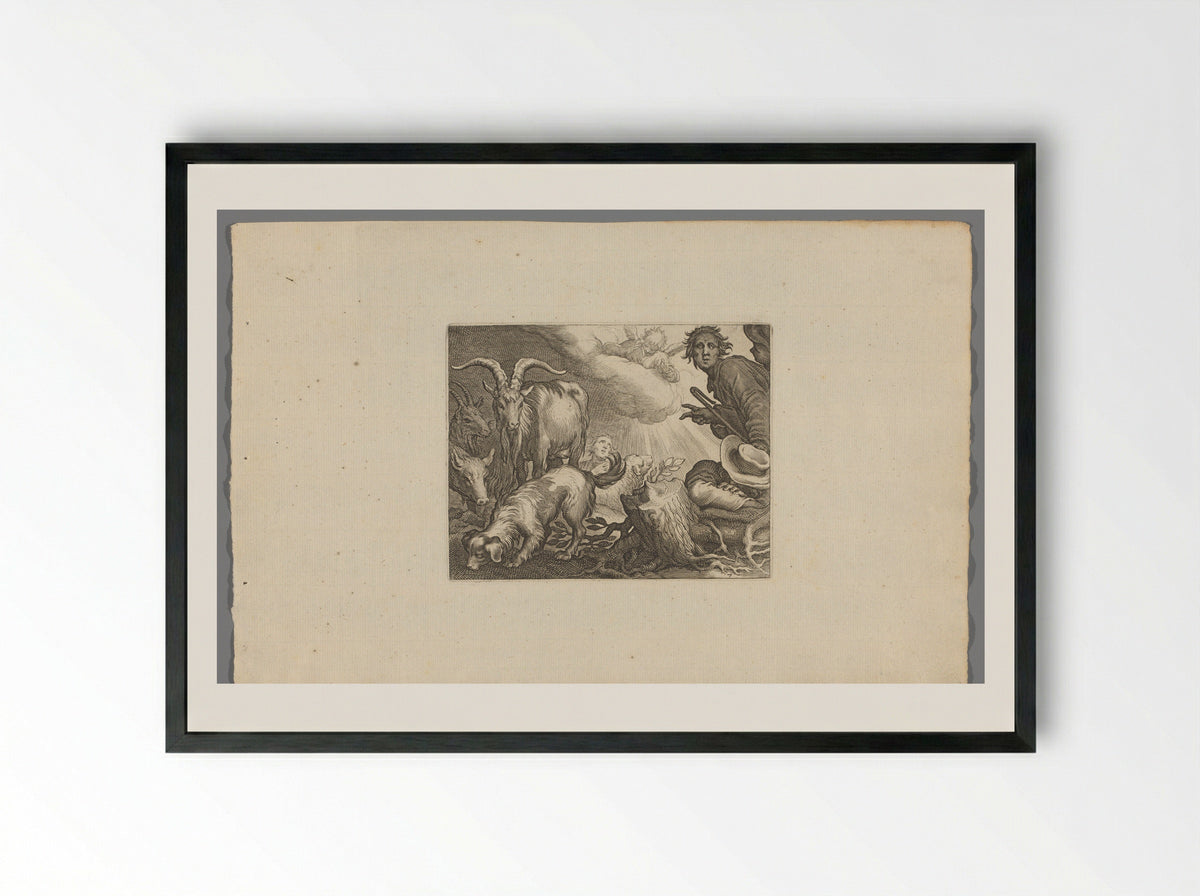 Verkondiging aan de herders - Boëtius Adamsz. Bolswert - Framed Print Black