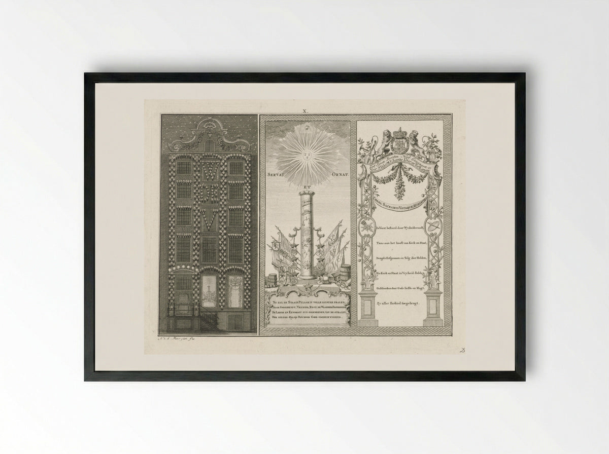 Verlichting en versiering van het huis van de heer C. Scholten van Aschat te Amsterdam - Cornelis van Hoogeveen junior - Framed Print Black