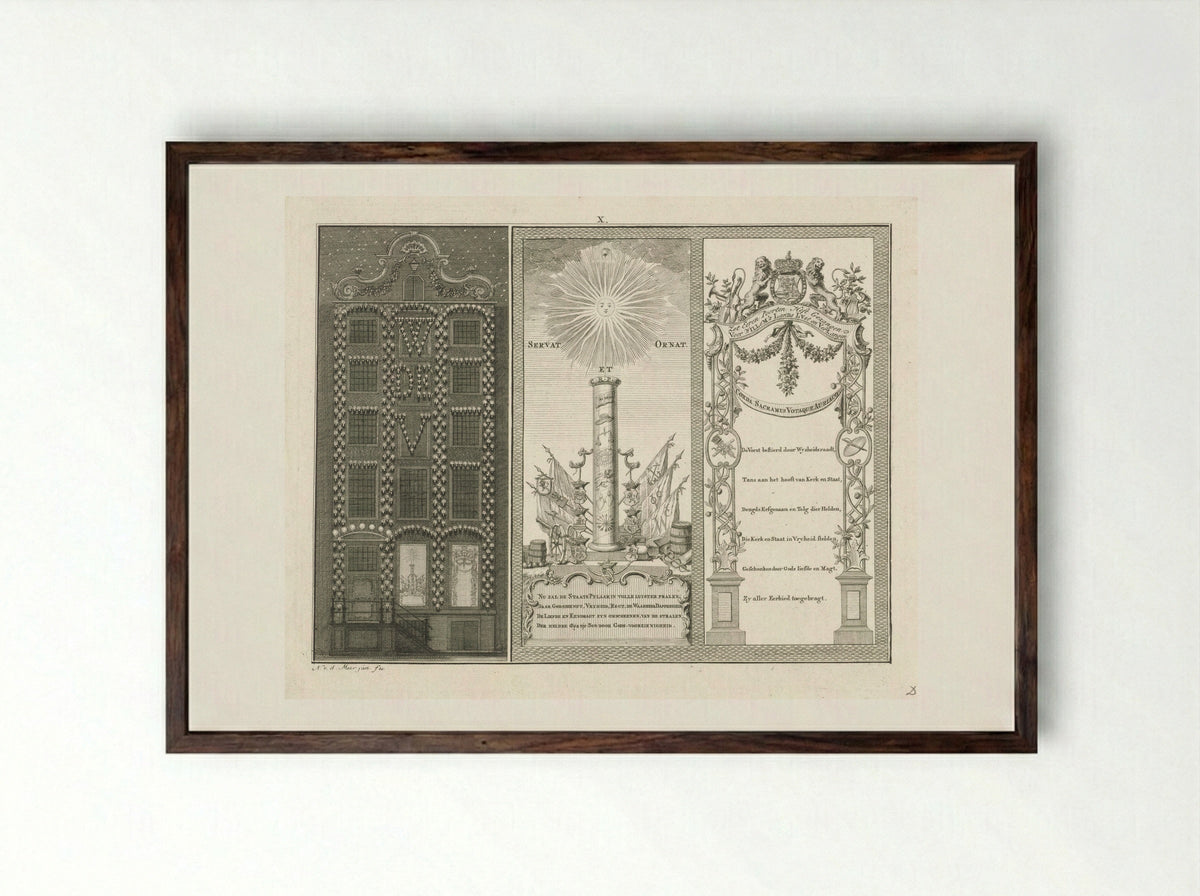 Verlichting en versiering van het huis van de heer C. Scholten van Aschat te Amsterdam - Cornelis van Hoogeveen junior - Framed Print Dark Wood