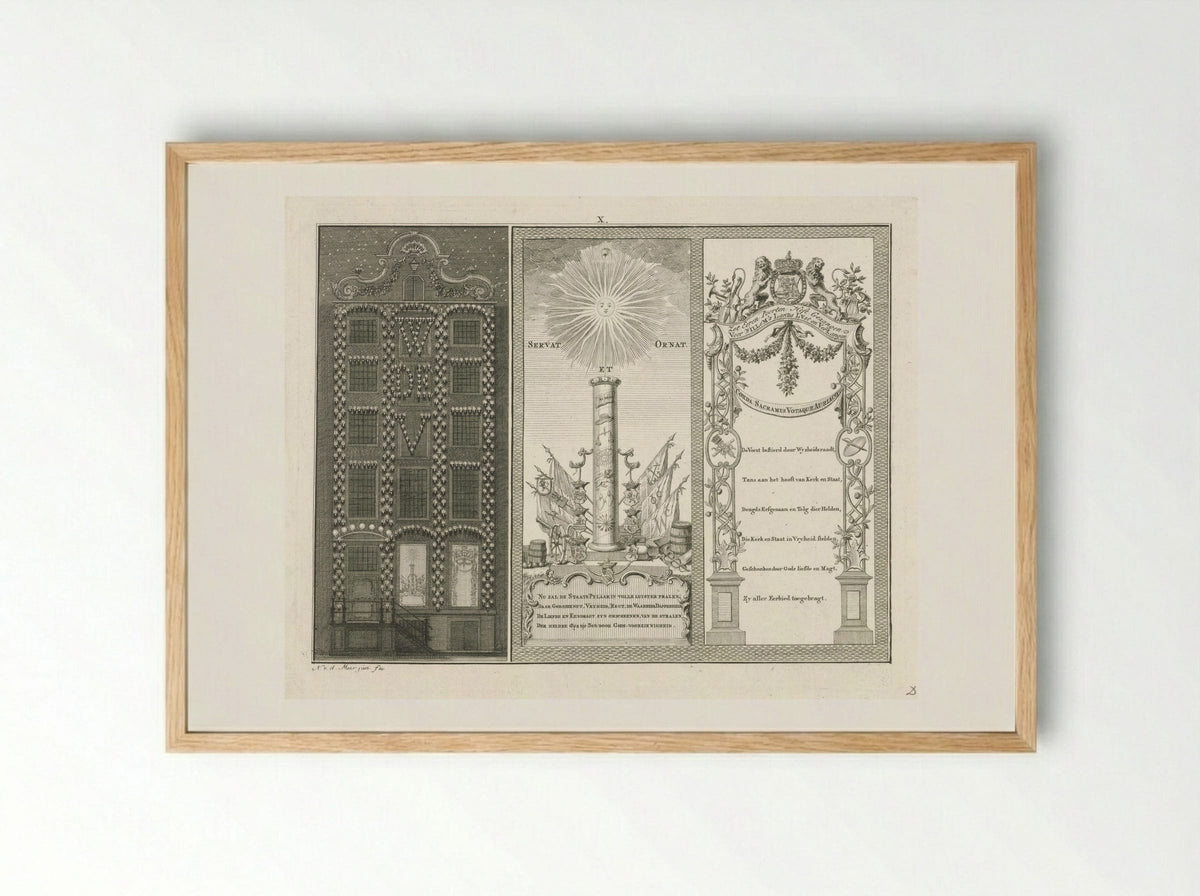 Verlichting en versiering van het huis van de heer C. Scholten van Aschat te Amsterdam - Cornelis van Hoogeveen junior - Framed Print Wood