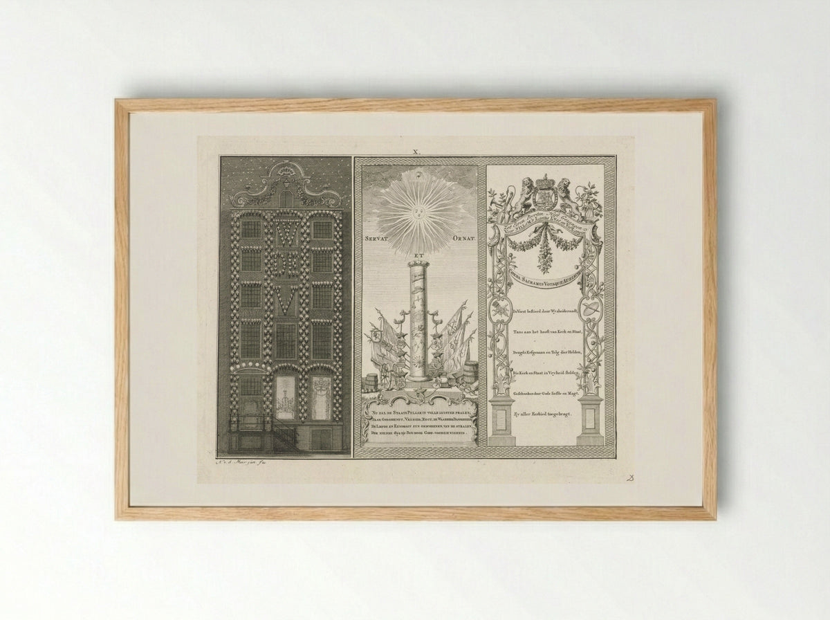 Verlichting en versiering van het huis van de heer C. Scholten van Aschat te Amsterdam - Cornelis van Hoogeveen junior - Framed Print Wood