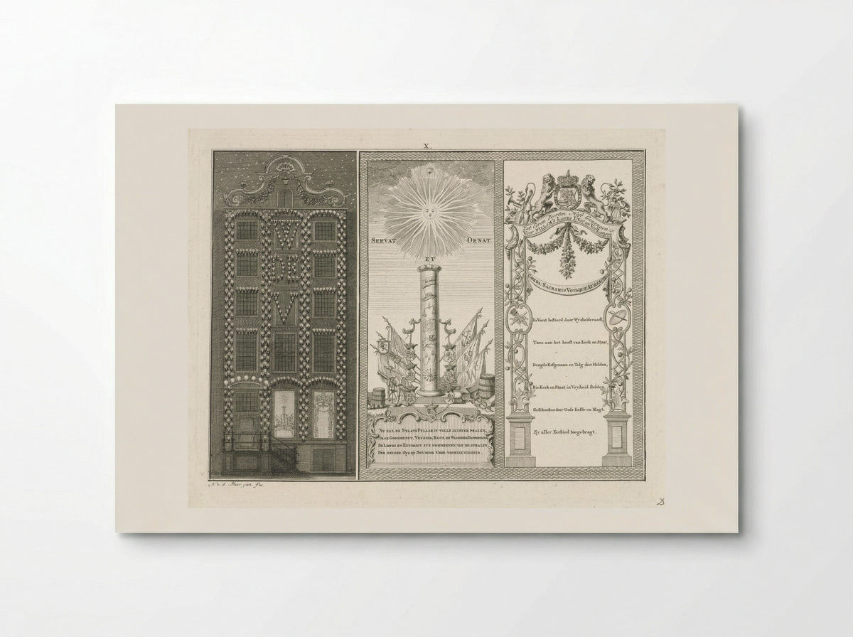 Verlichting en versiering van het huis van de heer C. Scholten van Aschat te Amsterdam - Cornelis van Hoogeveen junior - Poster