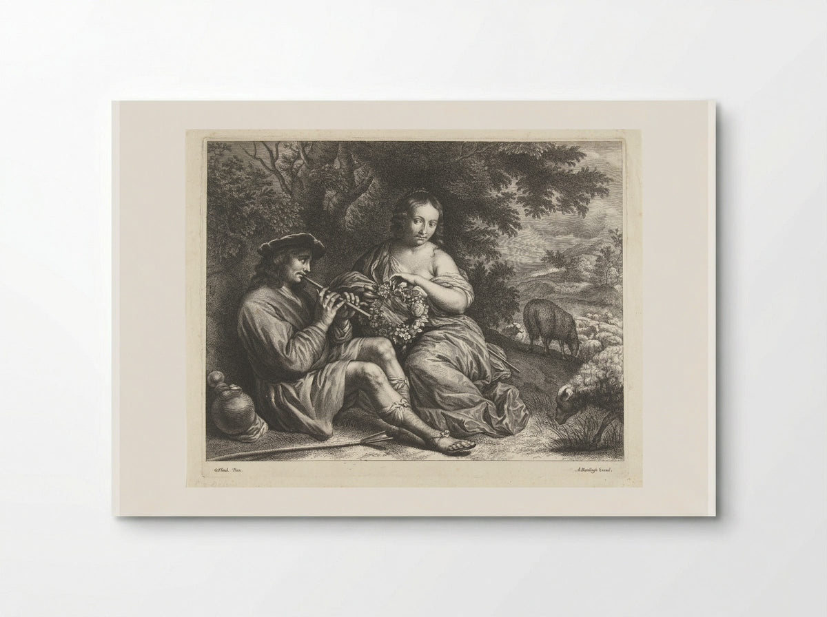Verliefd herderspaar onder een boom - Abraham Bloteling - Poster