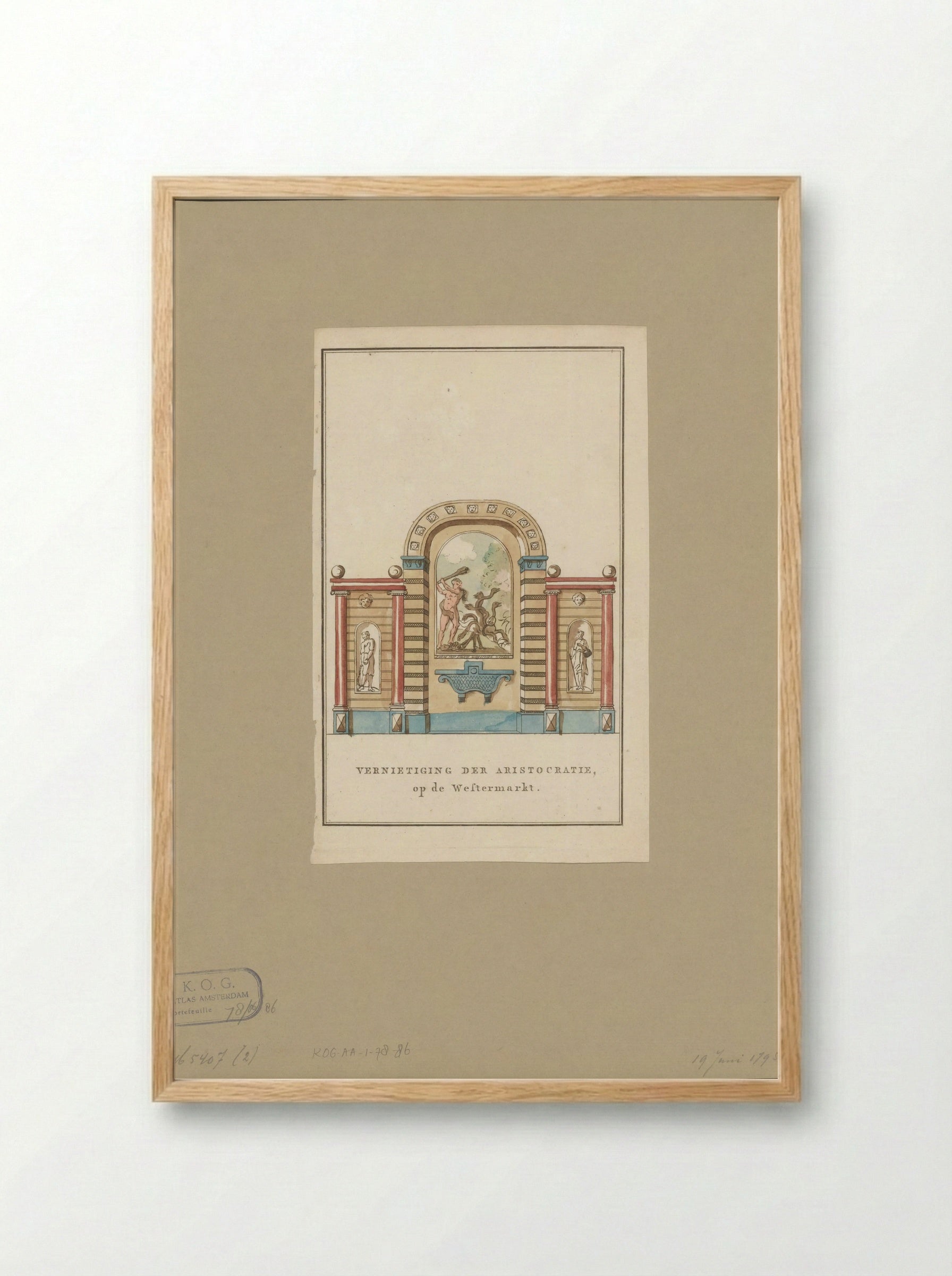 Vernietiging der Aristocratie, decoratie op de Westermarkt te Amsterdam - Noach van der Meer (II) - Framed Print Wood