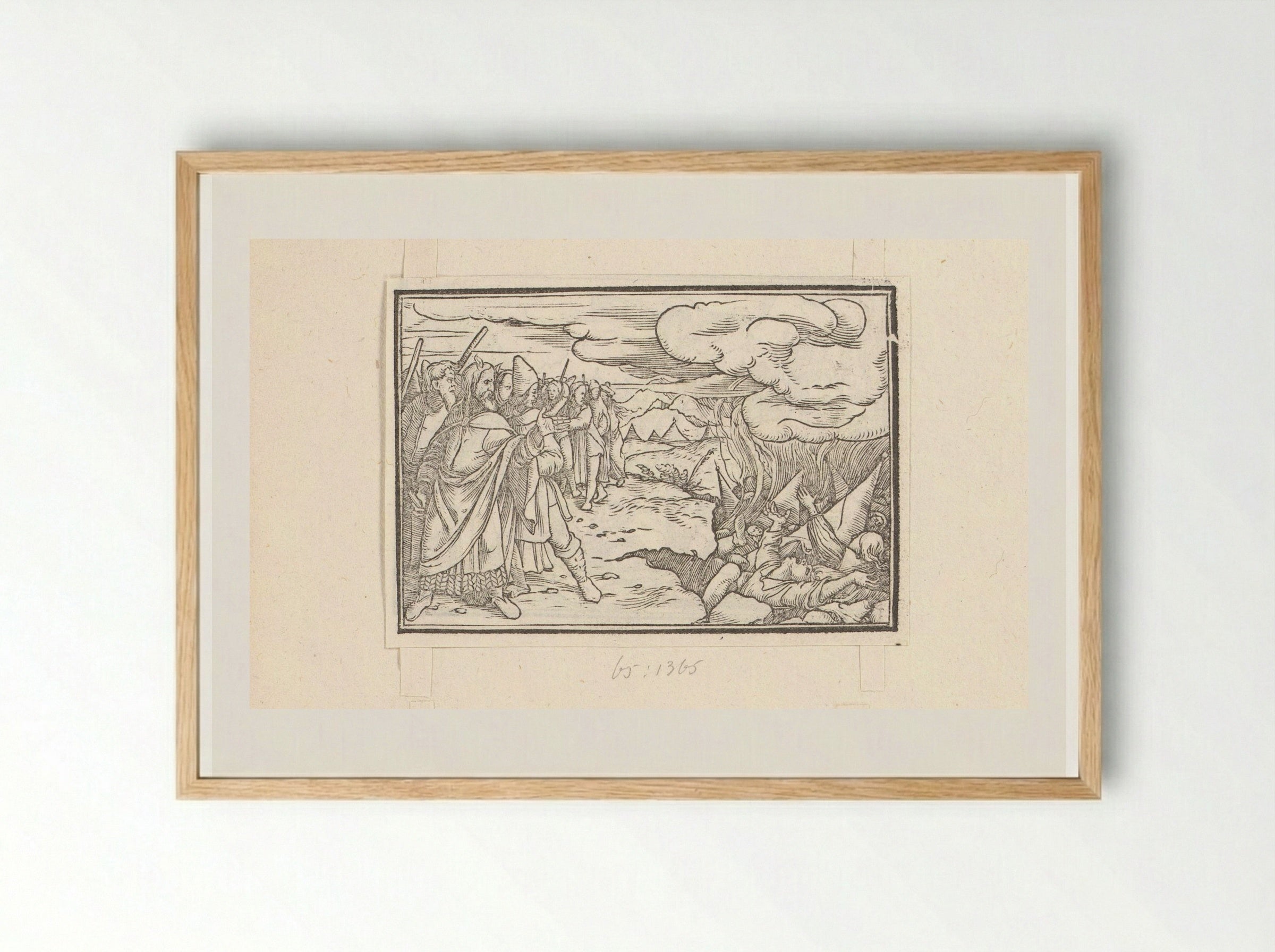 Vernietiging van de stam van Korach - Veit Rudolf Specklin - Framed Print Wood