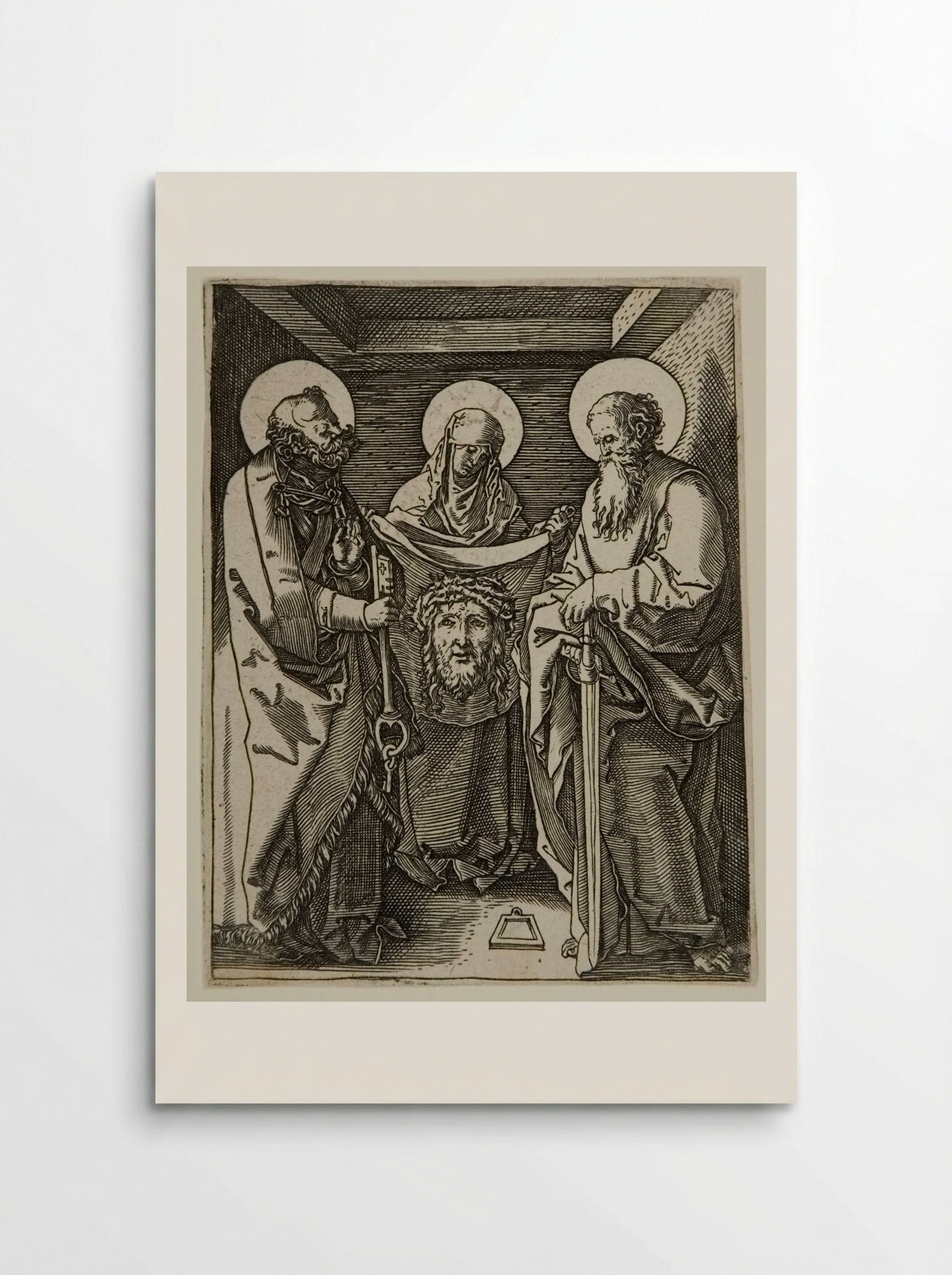 Veronica with the Sudarium with Saints Peter and Paul - Marcantonio Raimondi - Poster