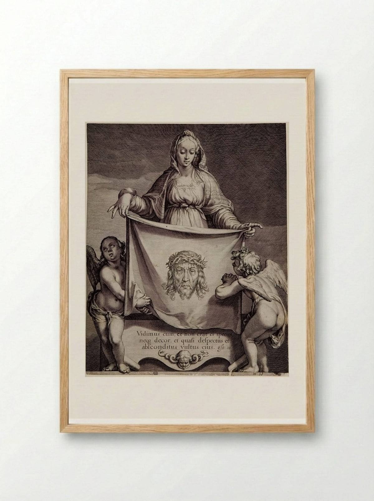 Veronica with the Sudarium - Jacob Matham - Framed Print Wood