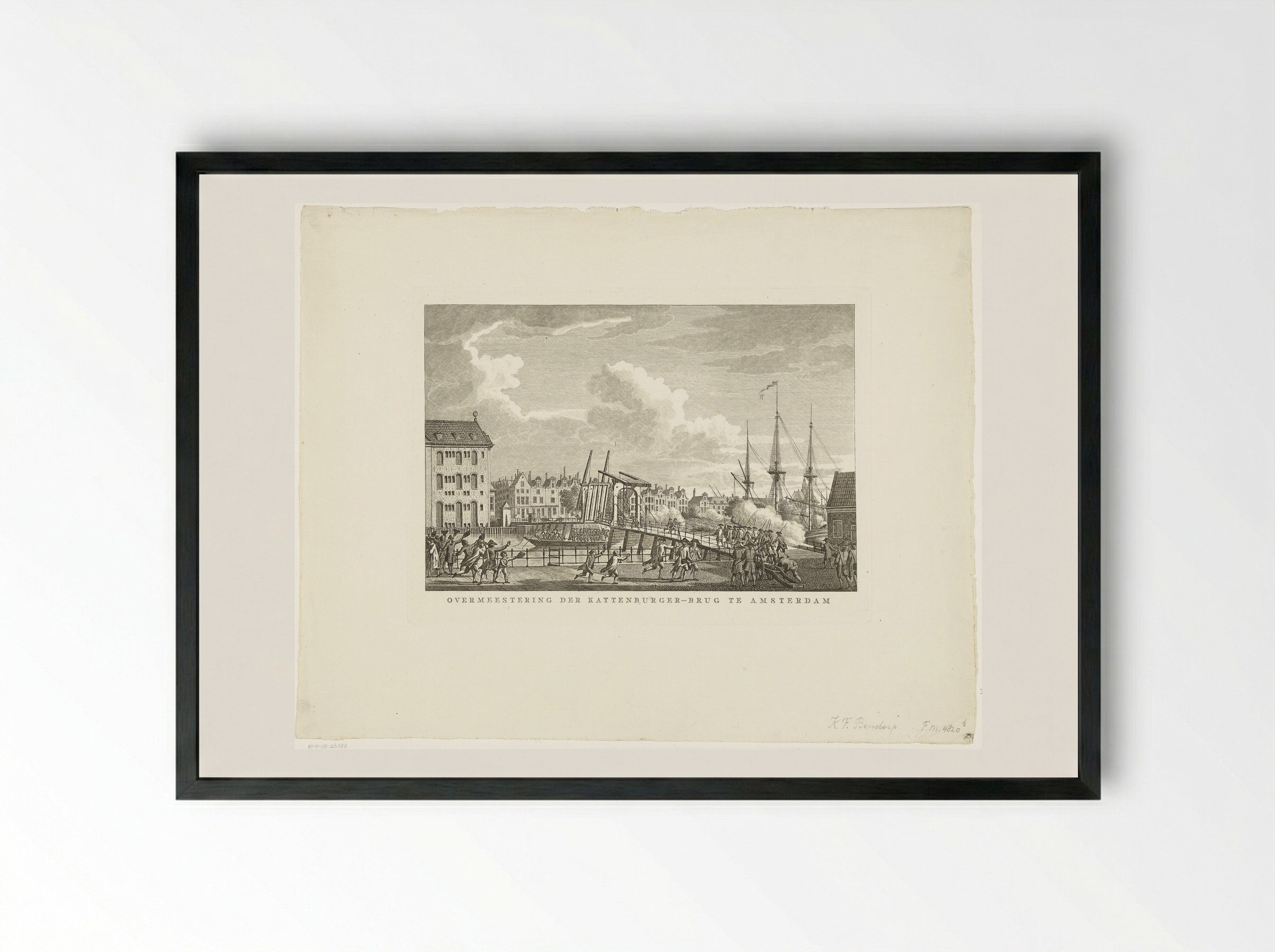 Verovering van de Kattenburgerbrug - Carel Frederik Bendorp (I) - Framed Print Black