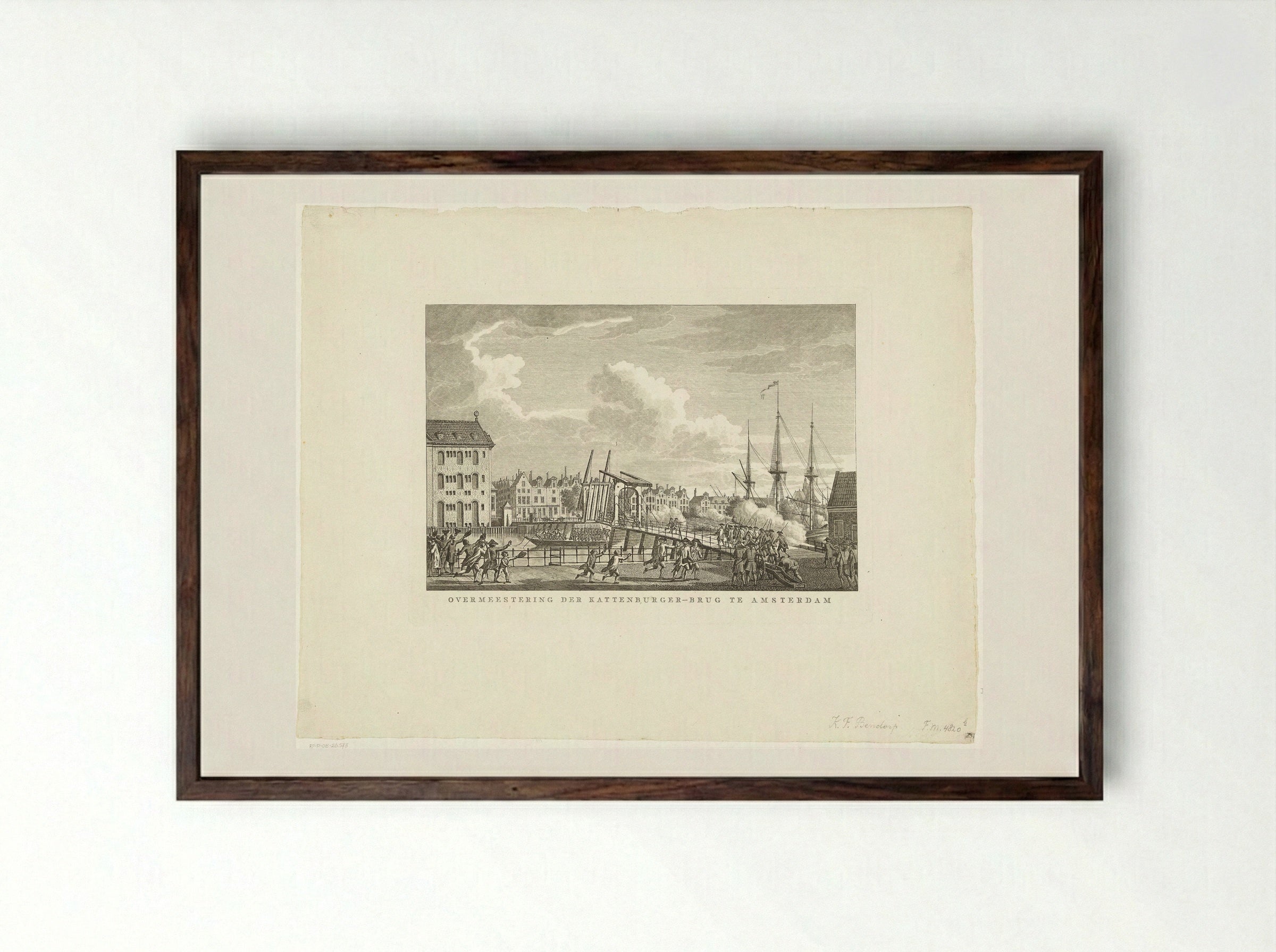 Verovering van de Kattenburgerbrug - Carel Frederik Bendorp (I) - Framed Print Dark Wood