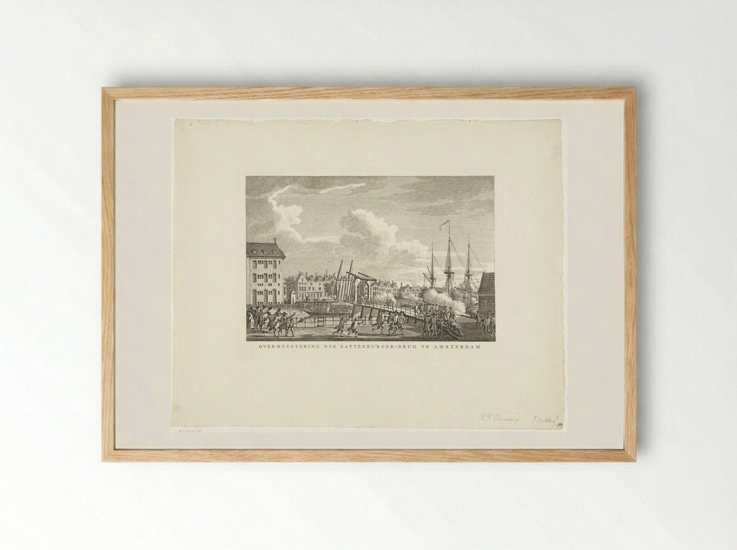 Verovering van de Kattenburgerbrug - Carel Frederik Bendorp (I) - Framed Print Wood